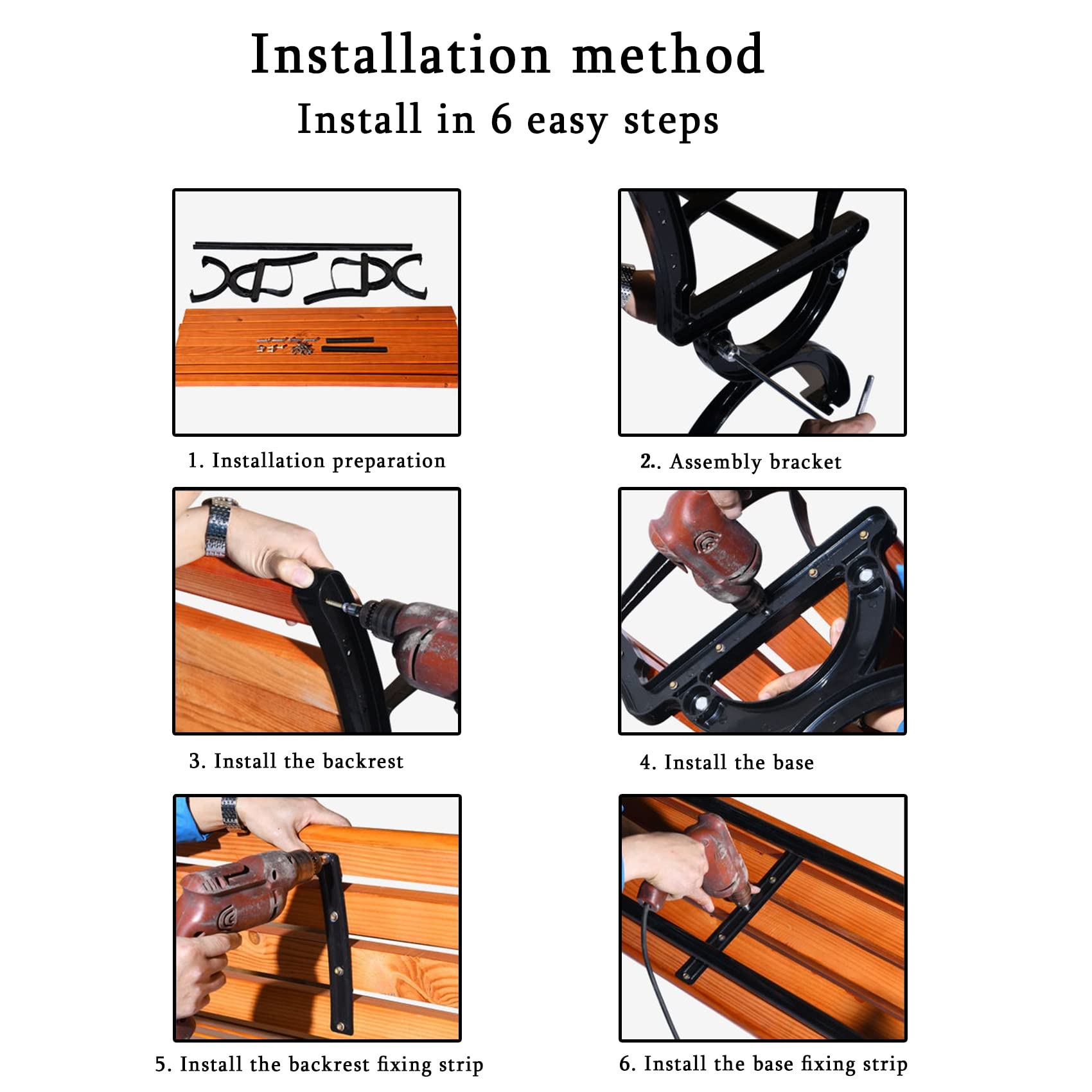 Outdoor Garden Bench with Backrest