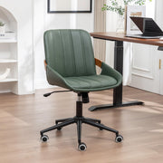 PU Leather Desk Chair with Wheels - Adjustable Height Swivel Office Chair