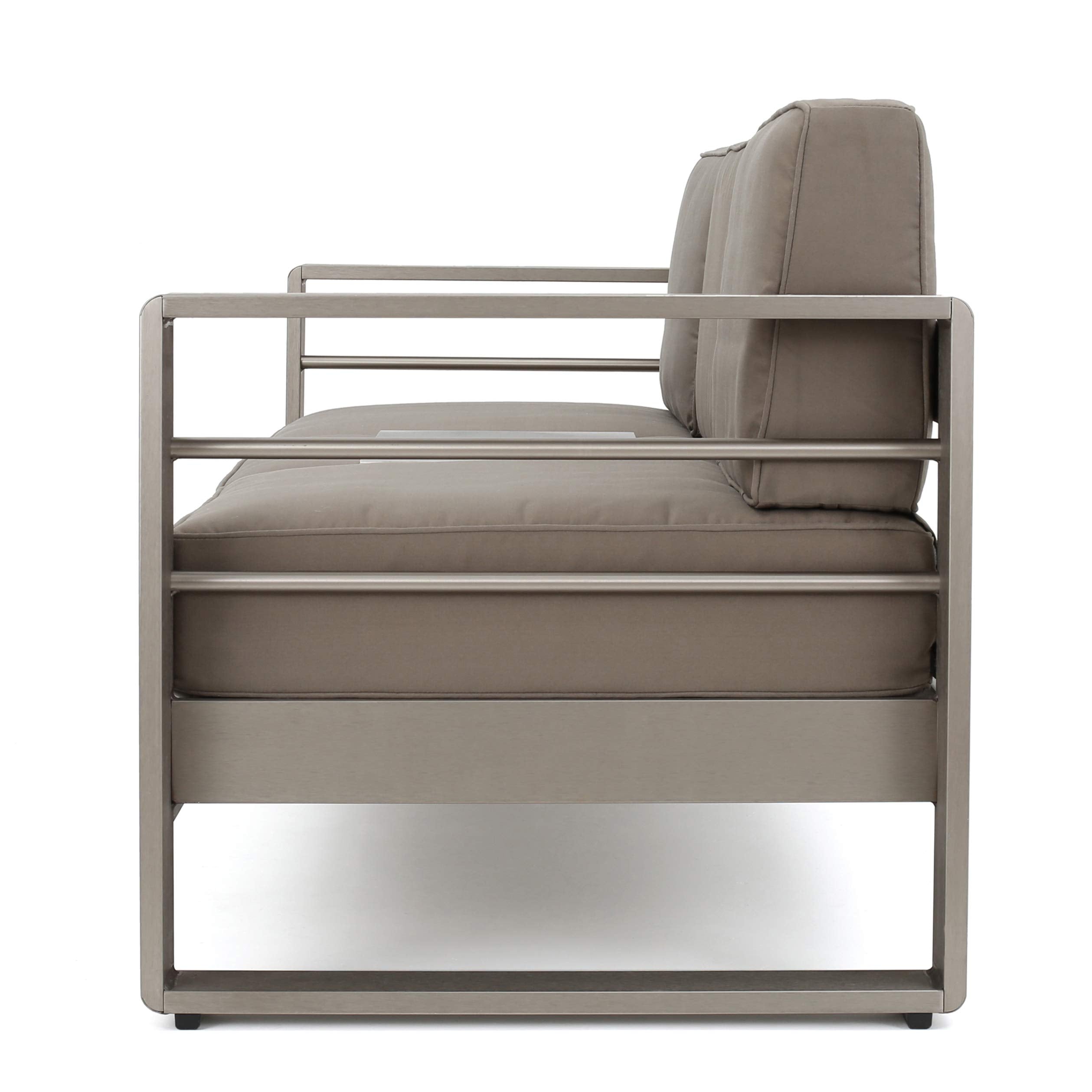 Outdoor Loveseat Sofa with Tray - Khaki