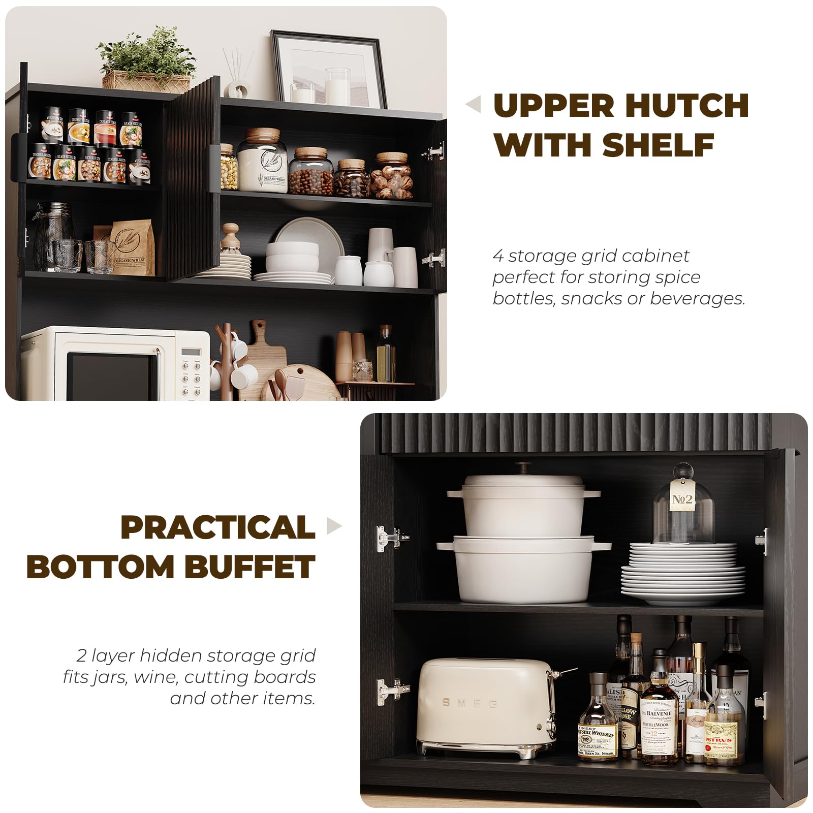 Kitchen Pantry Cabinet with Wine Fridge