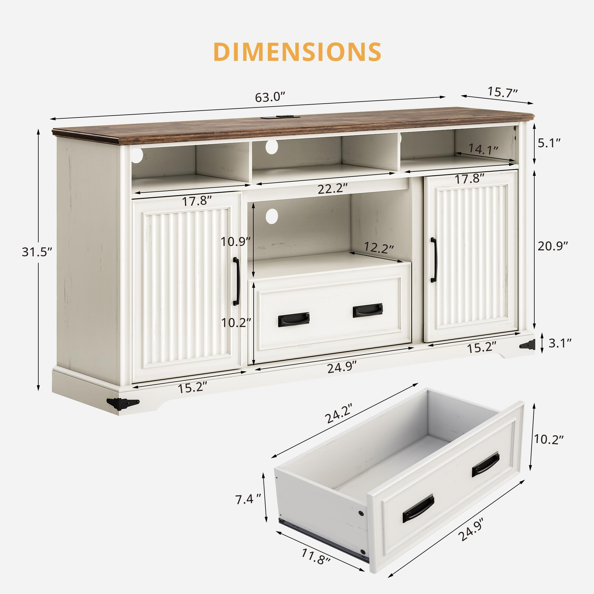 TV Stand with Sliding Doors and LED Lights
