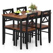 5-Piece Dining Table Set for 4 with Cross Backrest Chairs