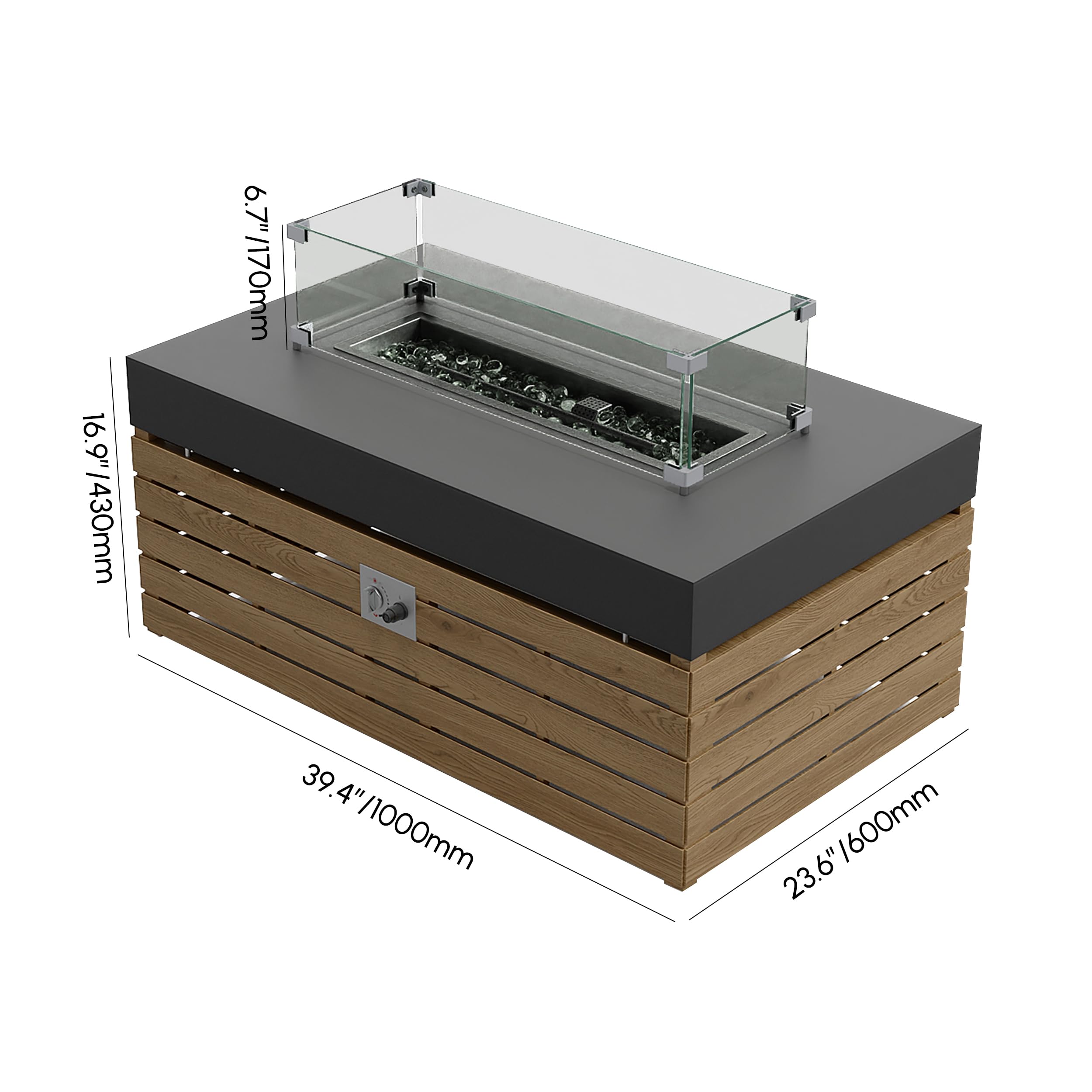 4-Piece Modular Teak Outdoor Sofa Set with Fire Pit
