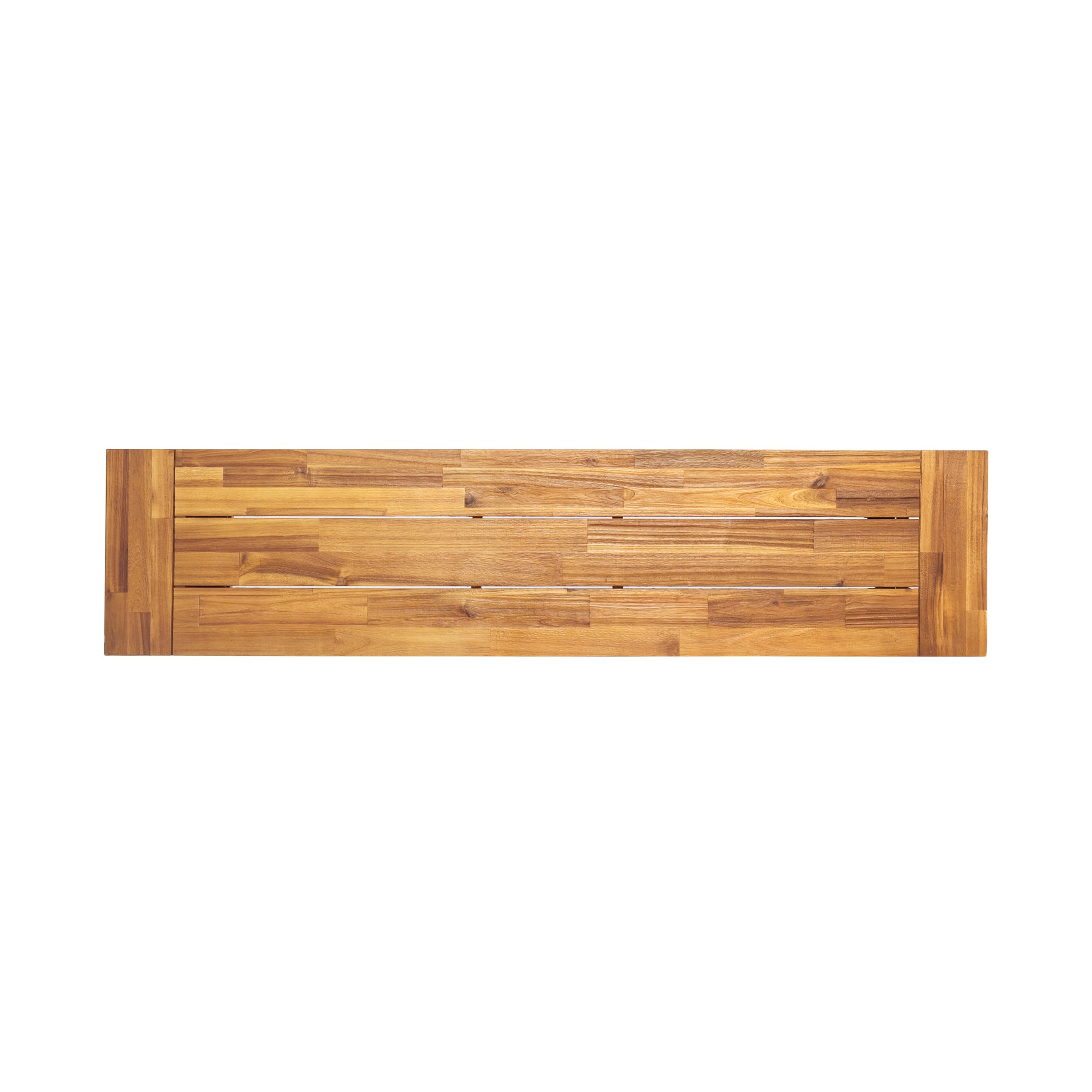 Outdoor Acacia Wood Bench with Rustic Metal Frame