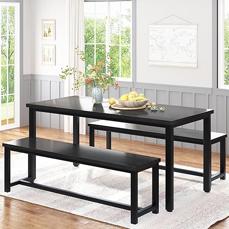 3-Piece Dining Table Set with Benches