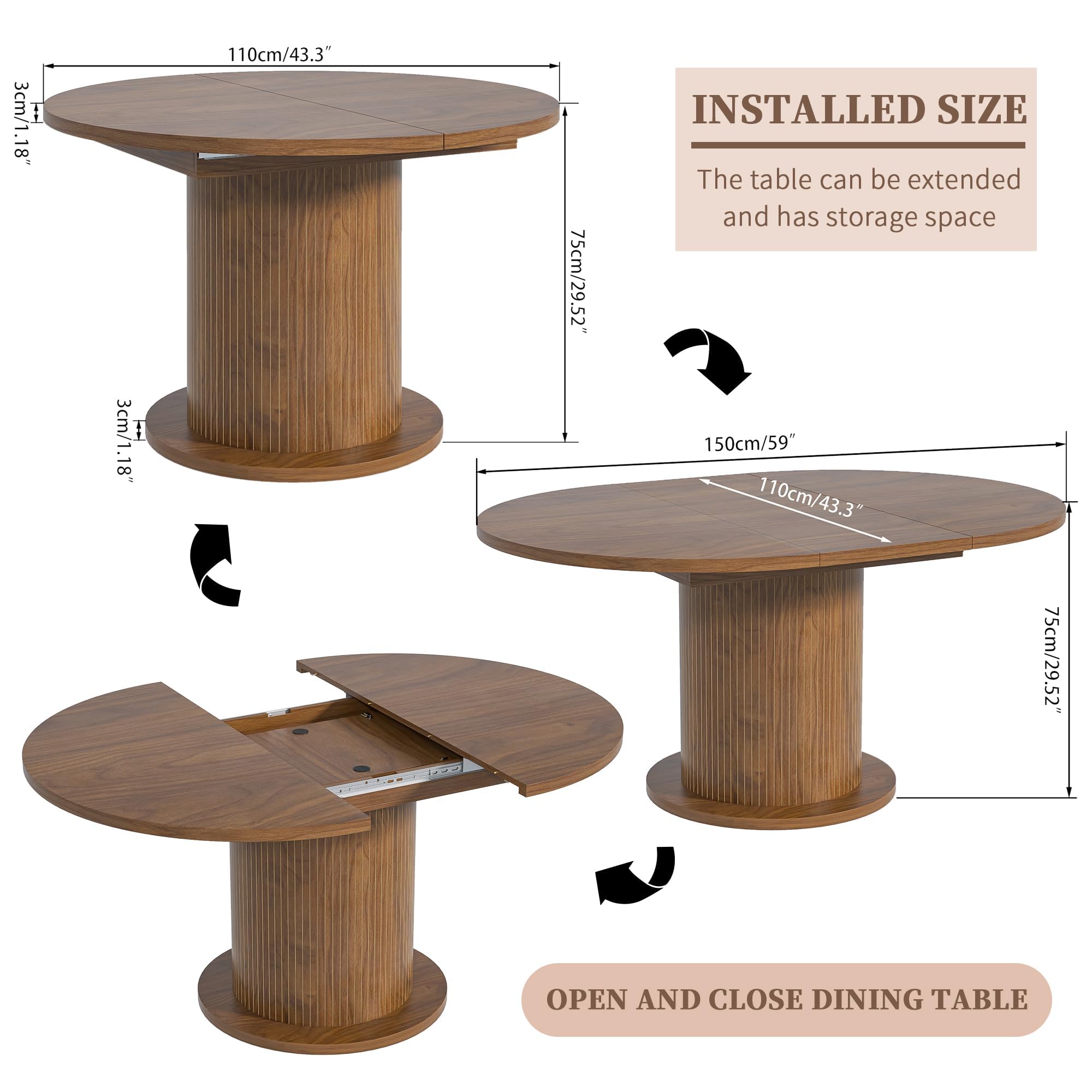 Adjustable Round Conference Table 4-6 People