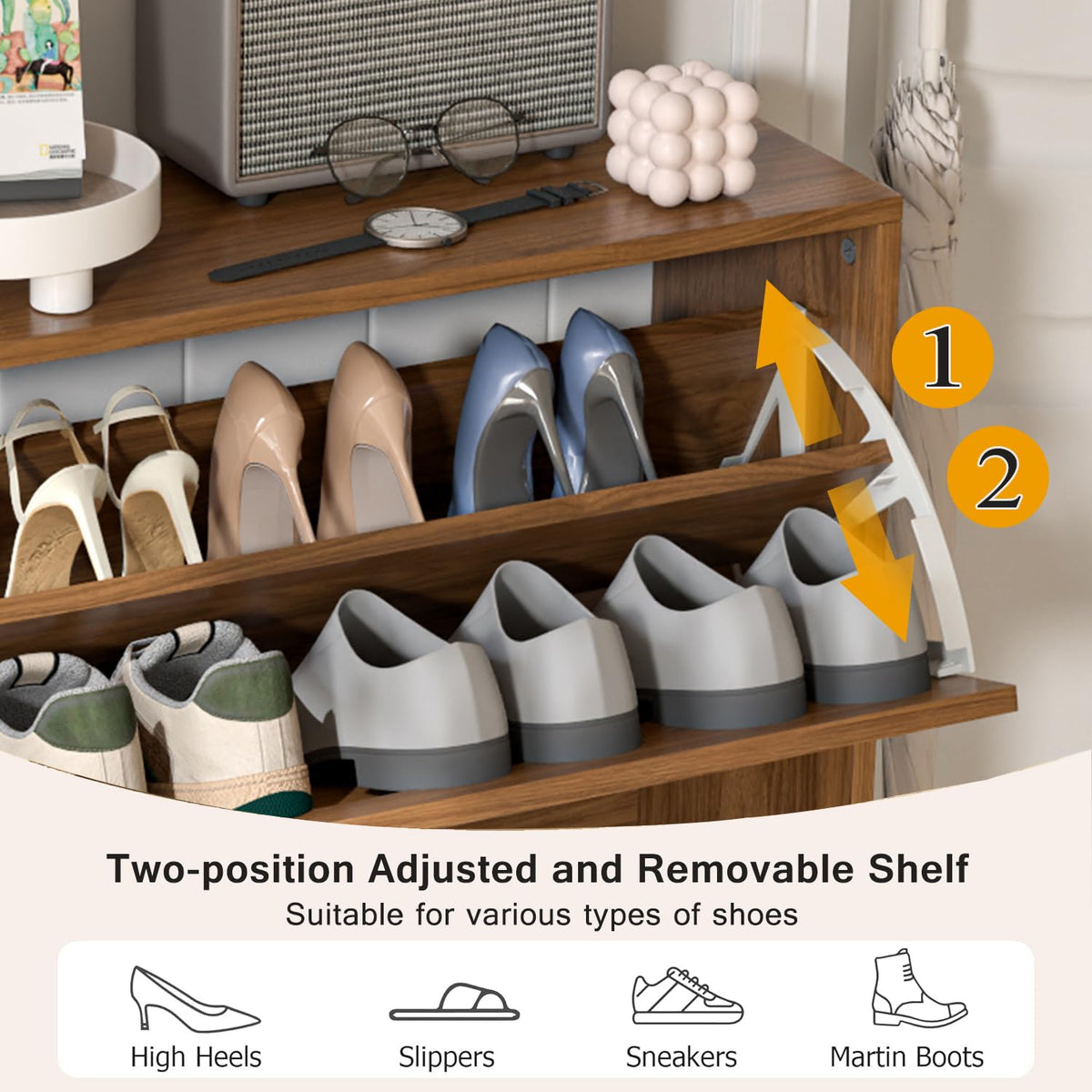 Shoe Storage Cabinet with 2 Flip Drawers
