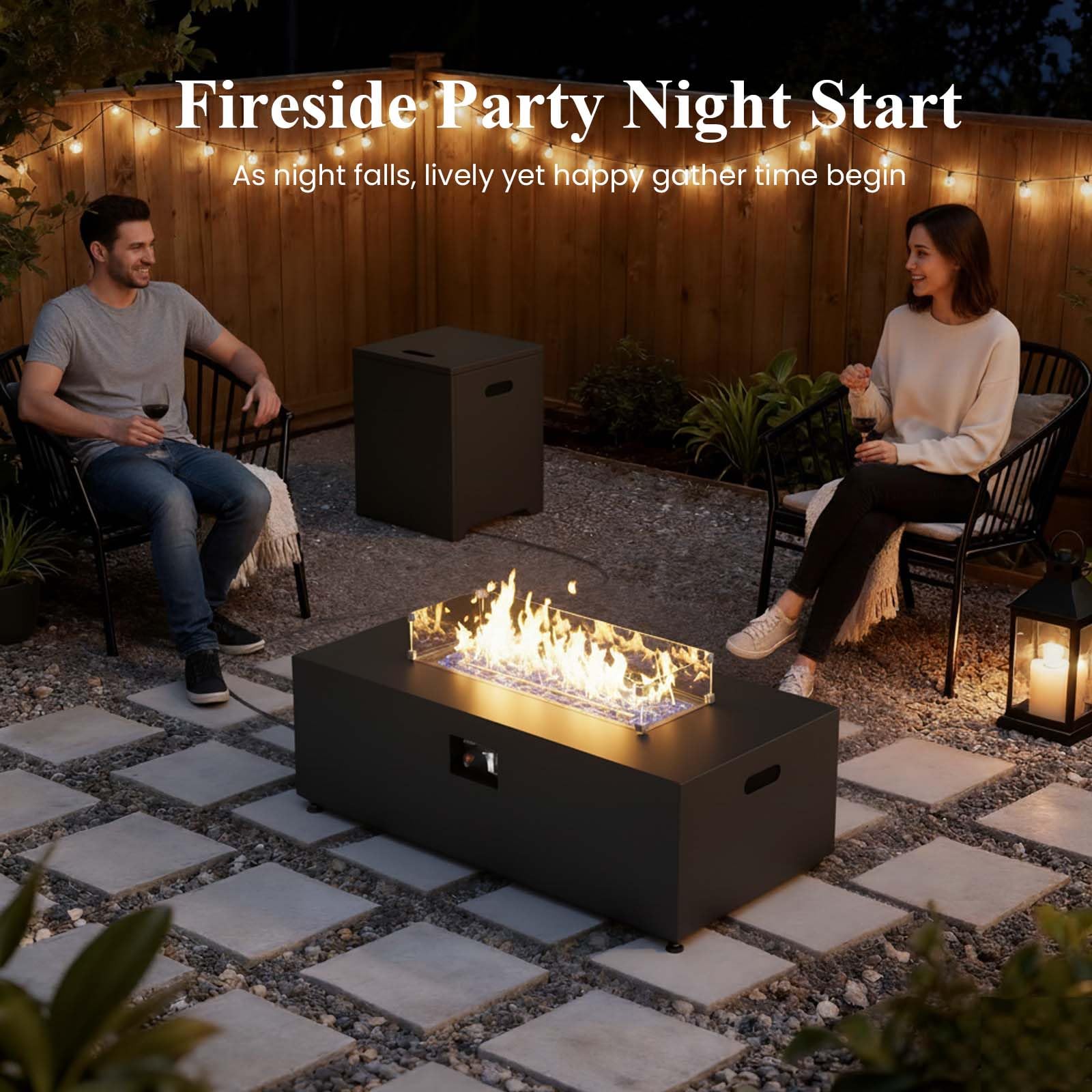 42 Inch Outdoor Fire Pit Table with Hidden Fuel Tank
