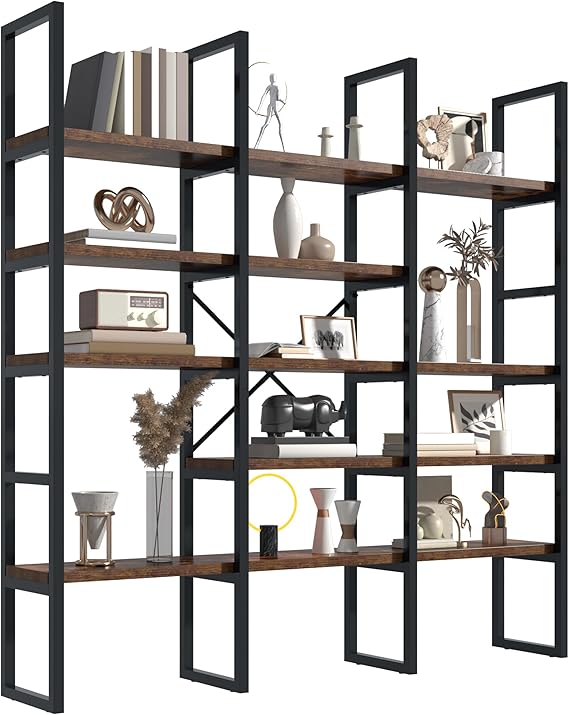 Gold Bookshelf 5 Tiers Geometric Bookcase