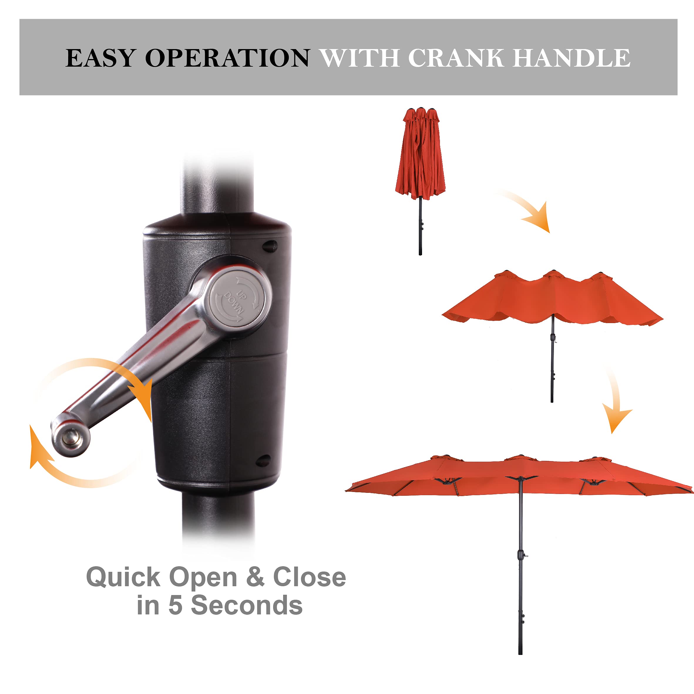 Sophia & William Patio Outdoor Table and Chairs Set with Umbrella Orange Red, Patio Dining Sets for 6, 7 Pieces Patio Table Set for Backyard Deck Porch Outside, Metal Table Rattan Chairs