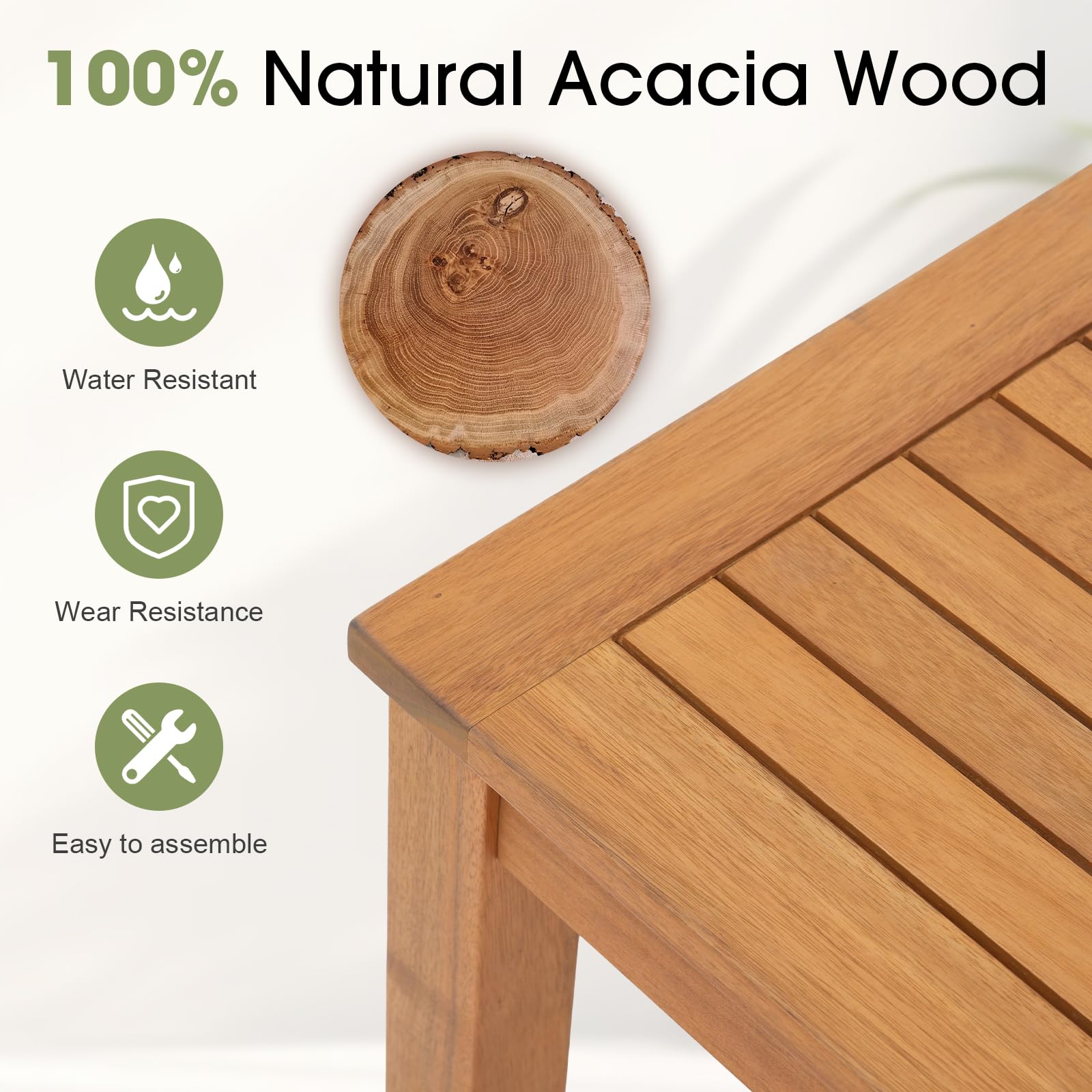 51" Acacia Wood Outdoor Bench