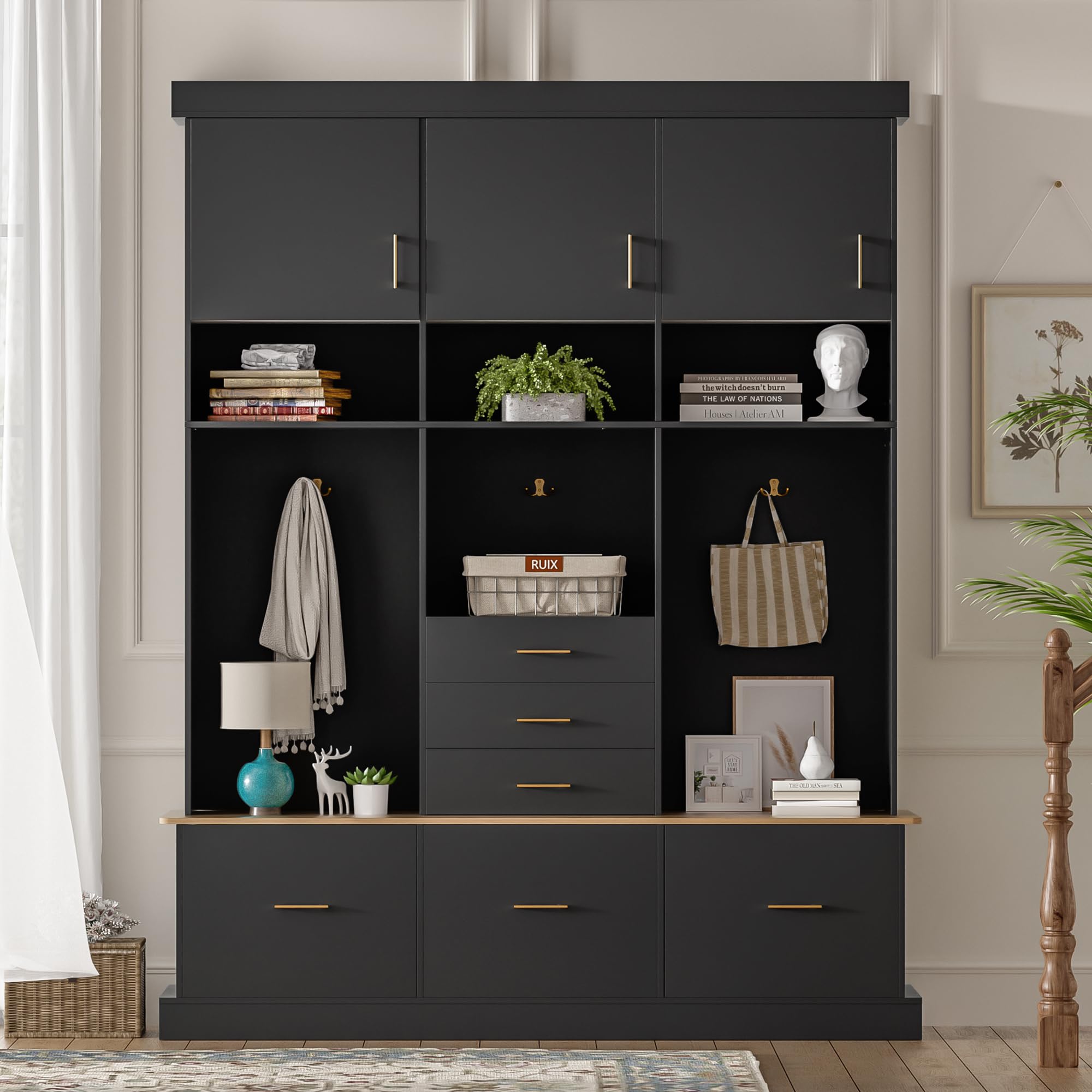 5-in-1 Hall Tree with Bench and Storage