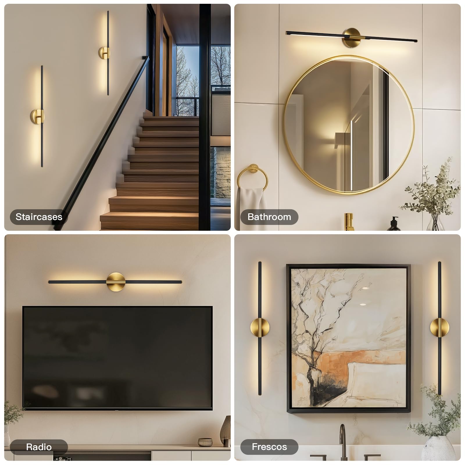 Battery Operated Wall Sconces Set of 2 - Rechargeable Wireless LED