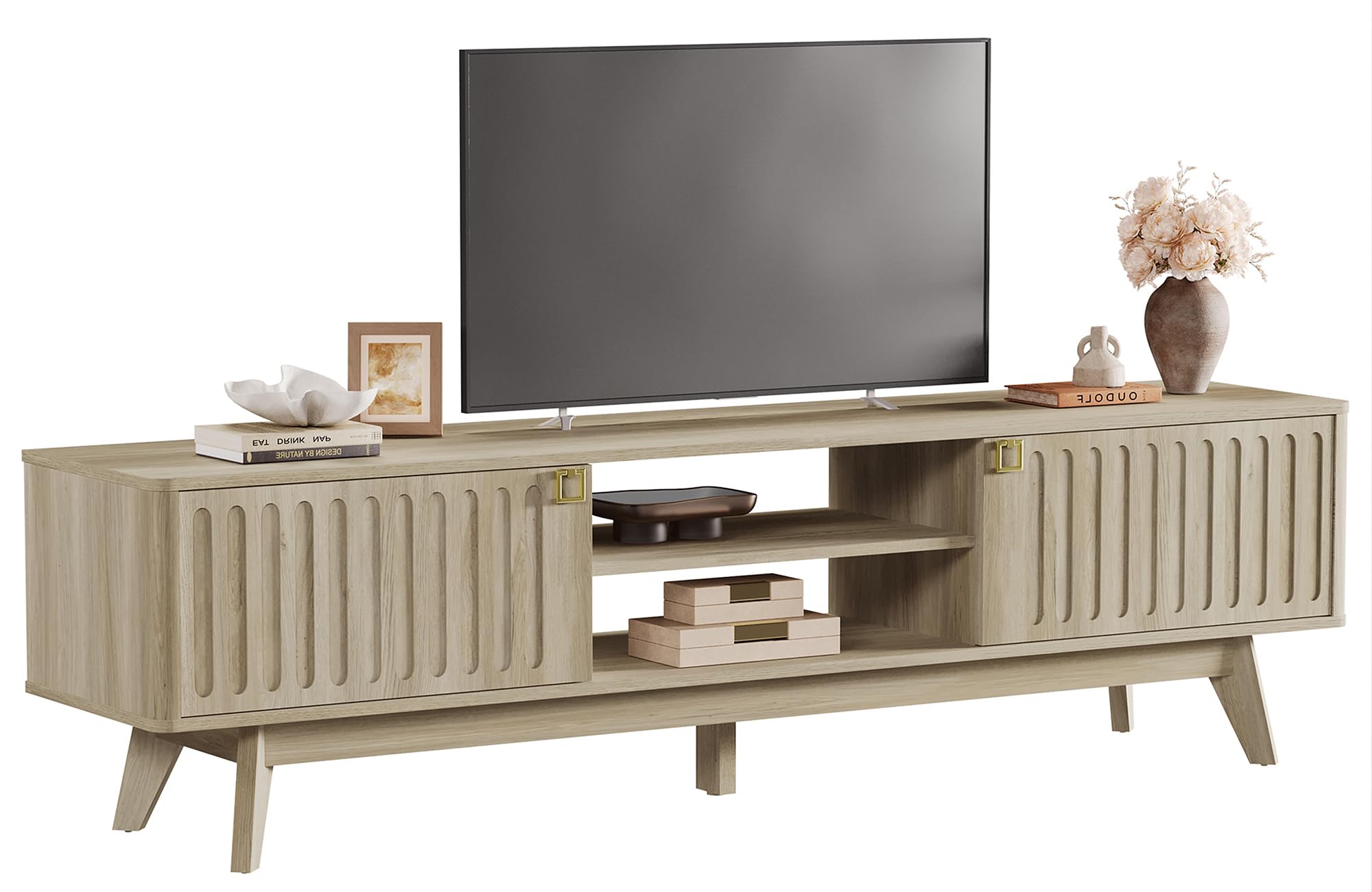 Modern TV Stand for 65-80 Inch TV with Storage Cabinets