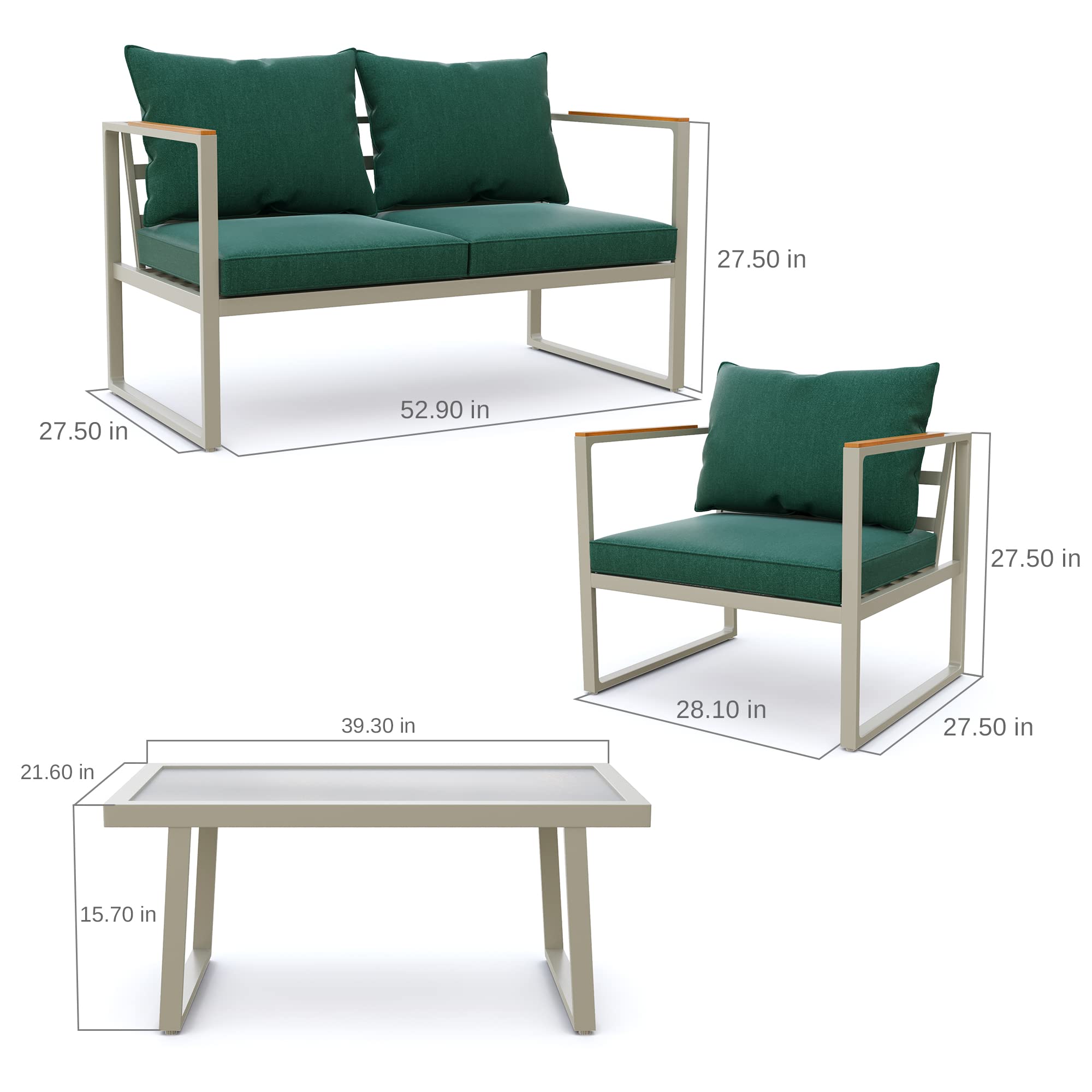 4-Piece Outdoor Patio Conversation Set with Deep Seating Cushions