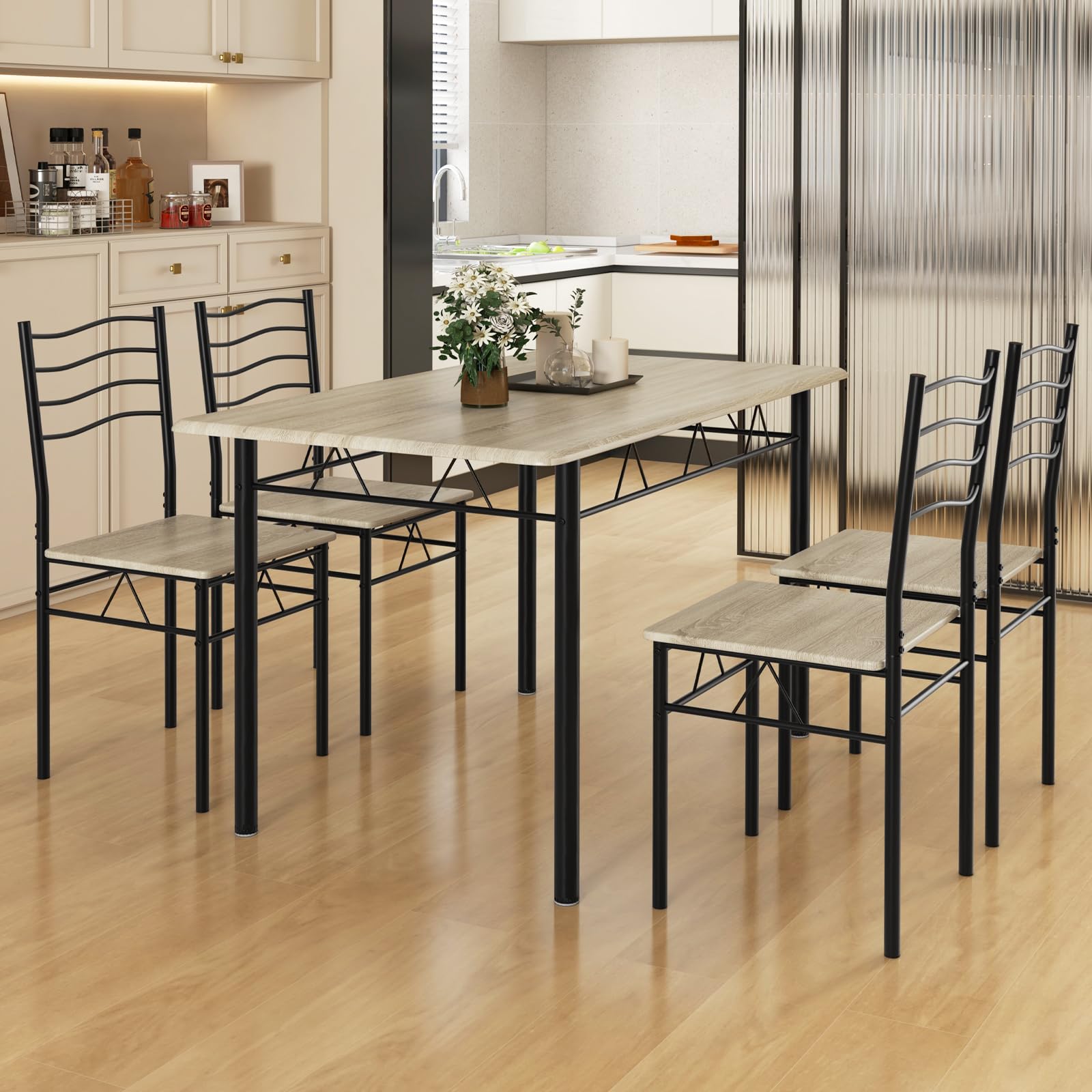5-Piece Dining Table Set with 4 Chairs