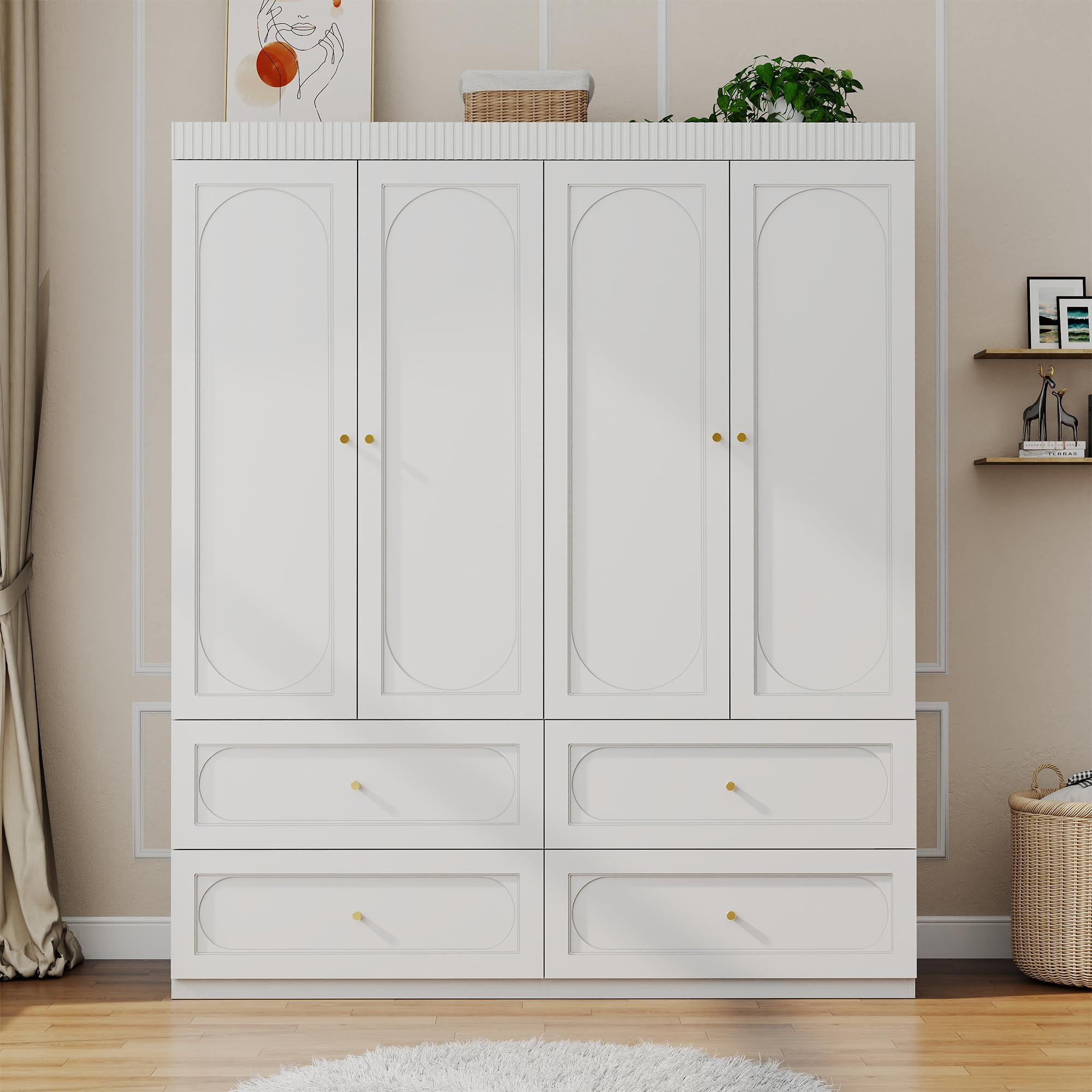 White Armoire Wardrobe Closet with Drawers