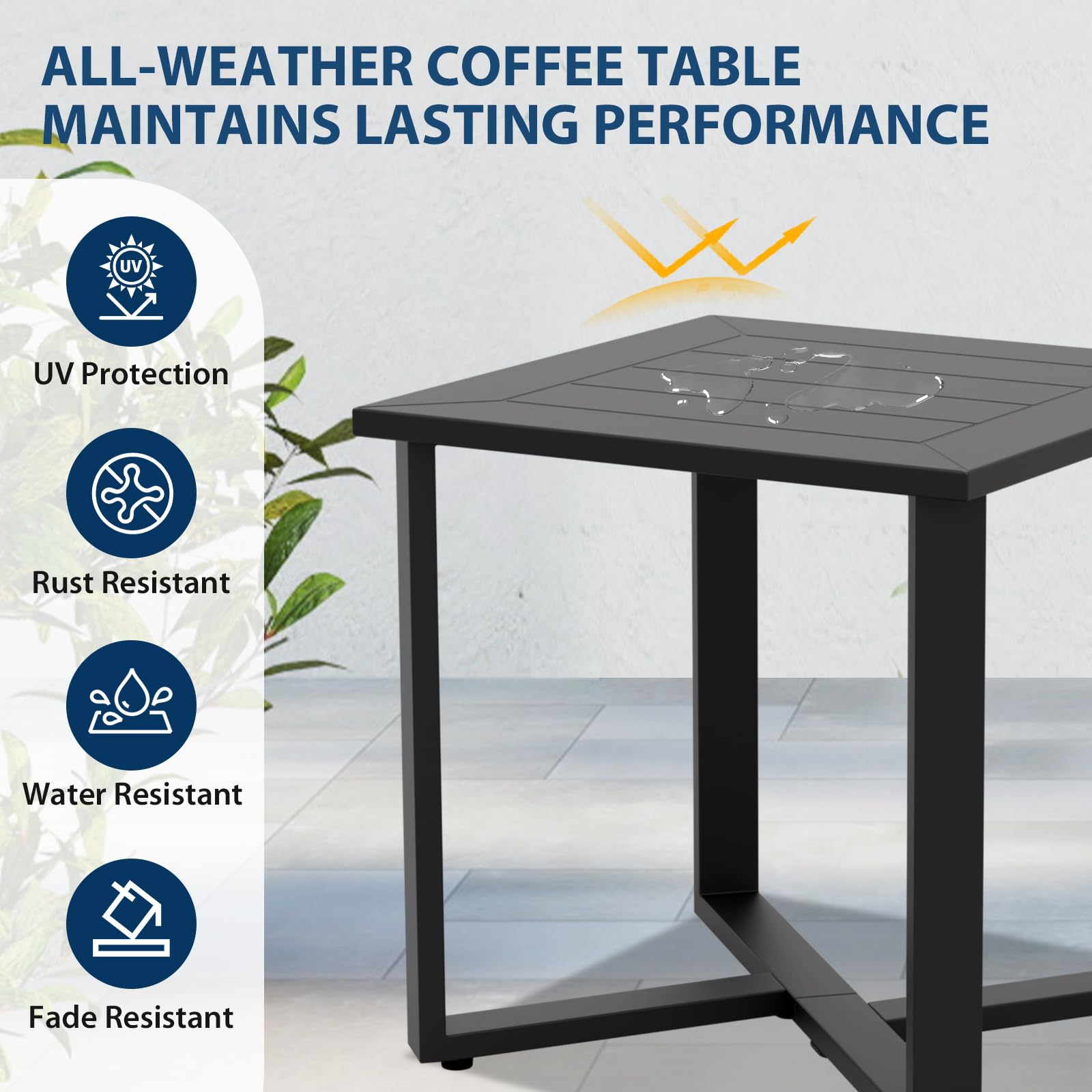 Weather-Resistant Steel Outdoor Side Table