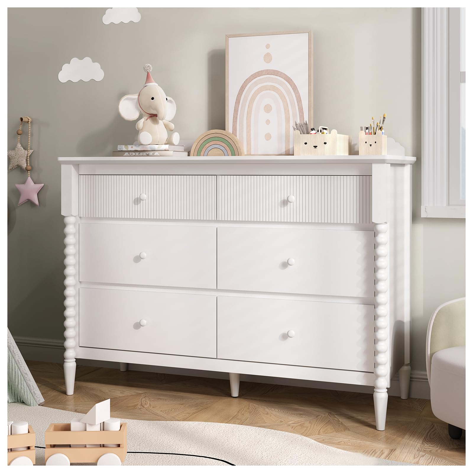 6 Drawer Dresser for Kids Bedroom and Nursery