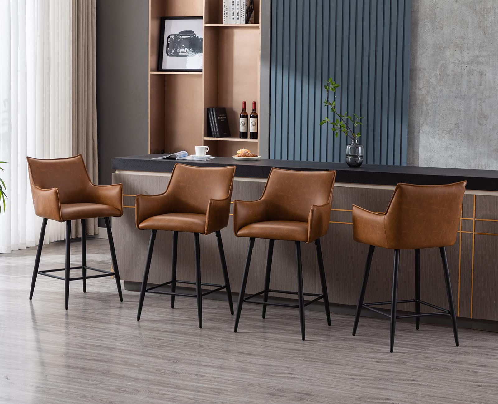 Counter Height Bar Stool Set of 2 with Comfy Back