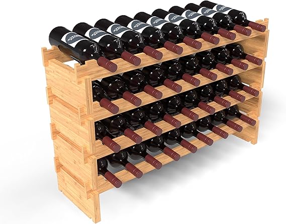 36 Bottle Bamboo Stackable Wine Rack