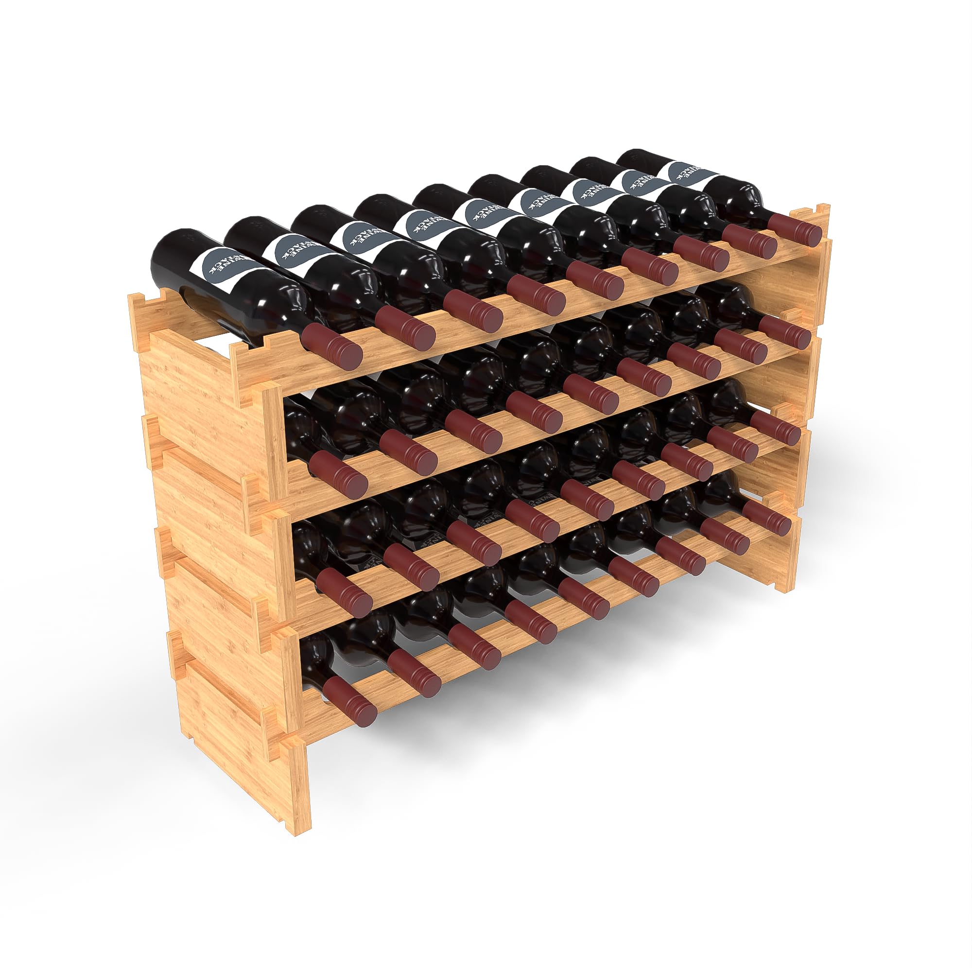 36 Bottle Bamboo Stackable Wine Rack