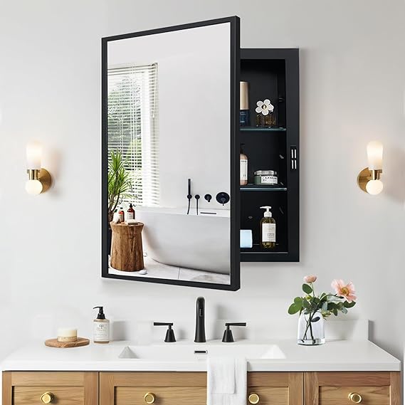 Recessed Medicine Cabinet with Mirror 16x24 Inch