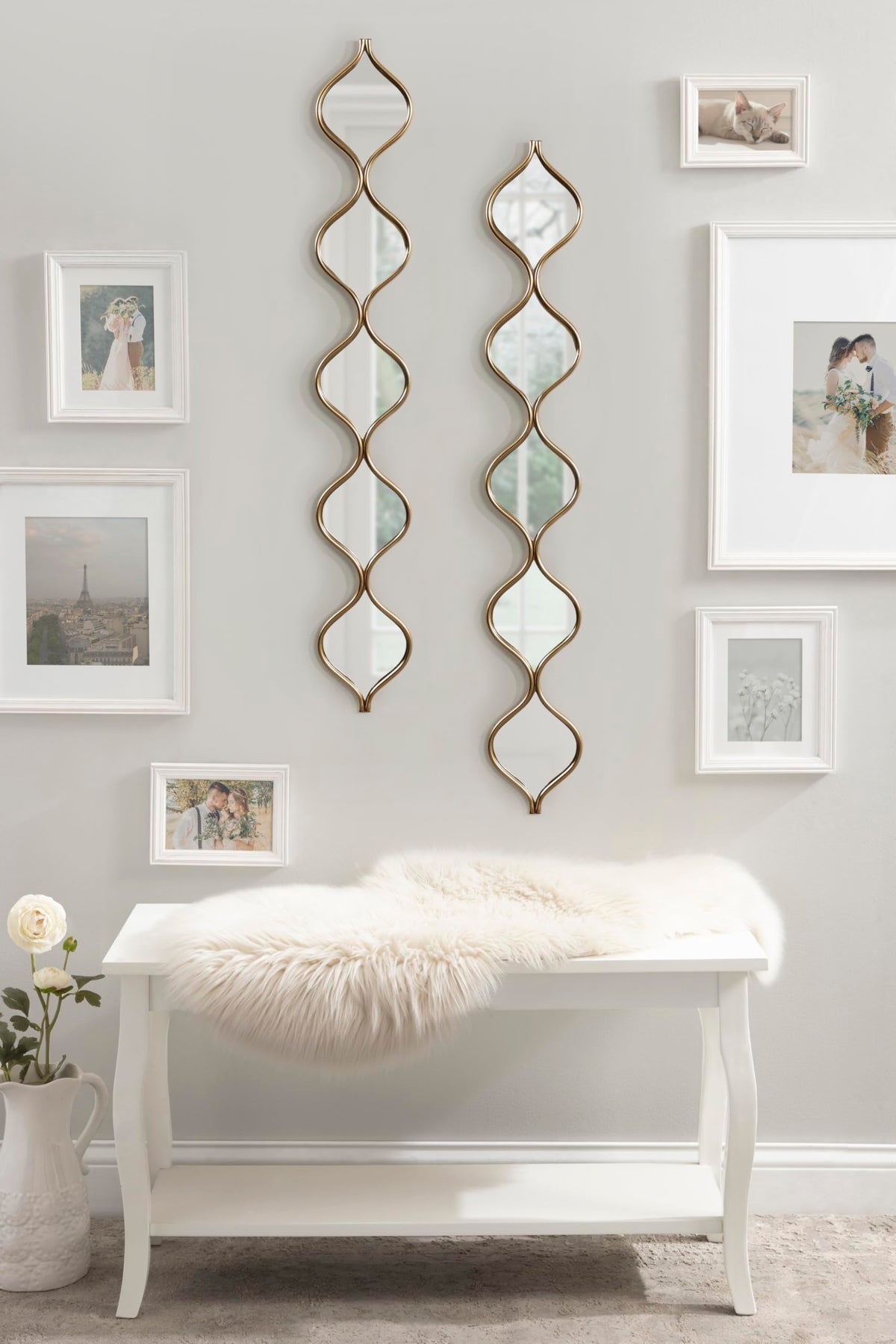 Loxi Slim Teardrop Panel Wall Mirror 7 x 42 Gold