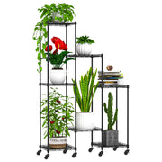 59 Inch Plant Stand with Wheels - 7 Tier Adjustable Metal Display Rack