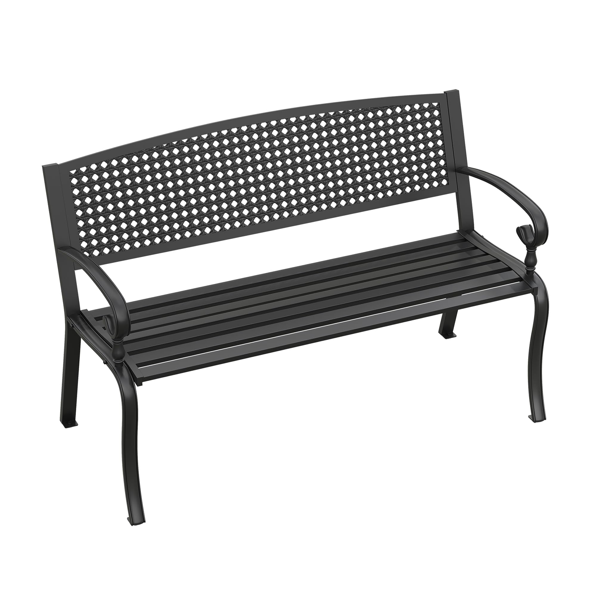Outdoor Metal Garden Bench with Backrest