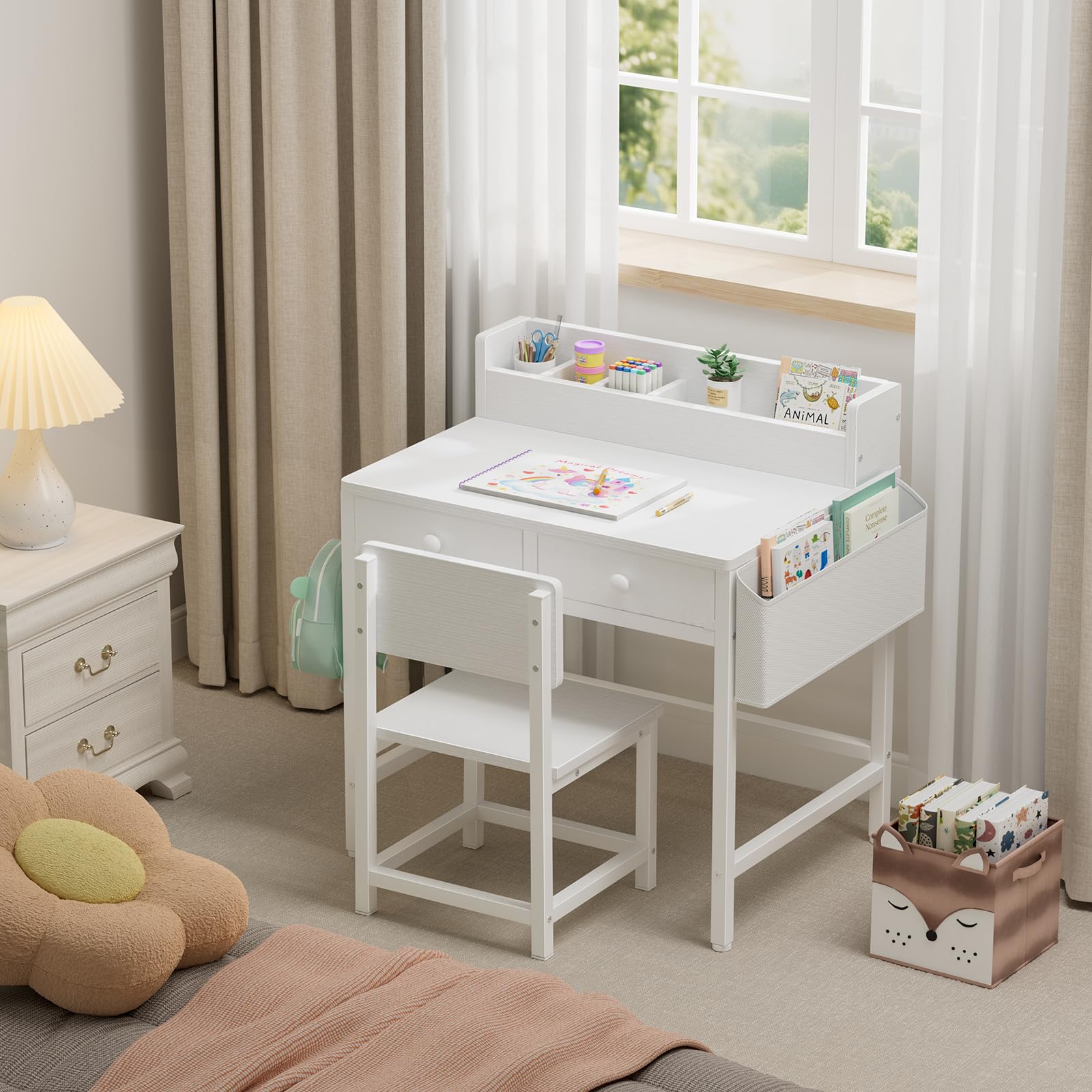 Kids Desk and Chair Set with Storage