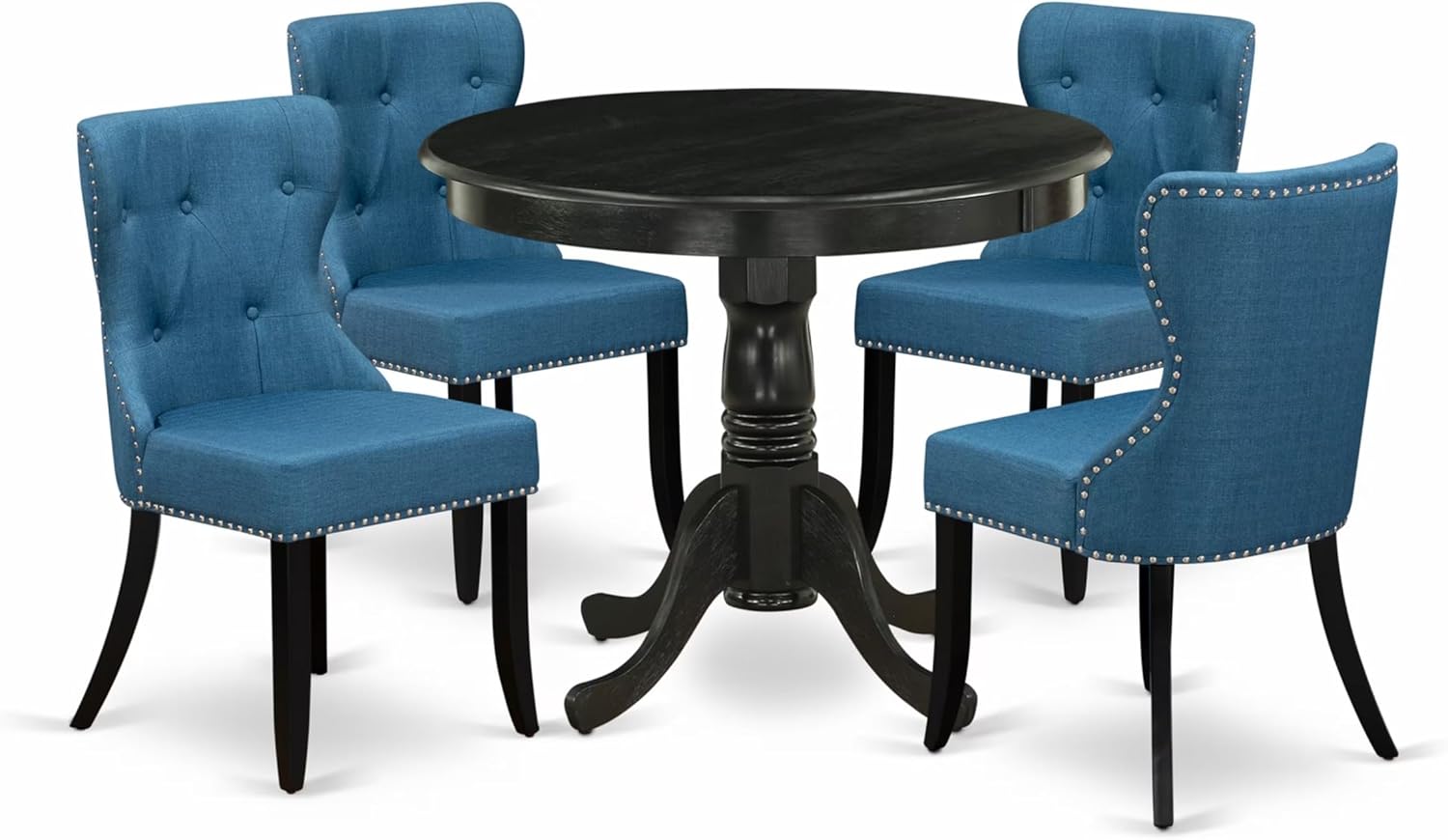 3 Piece Round Dining Table Set with Parsons Chairs