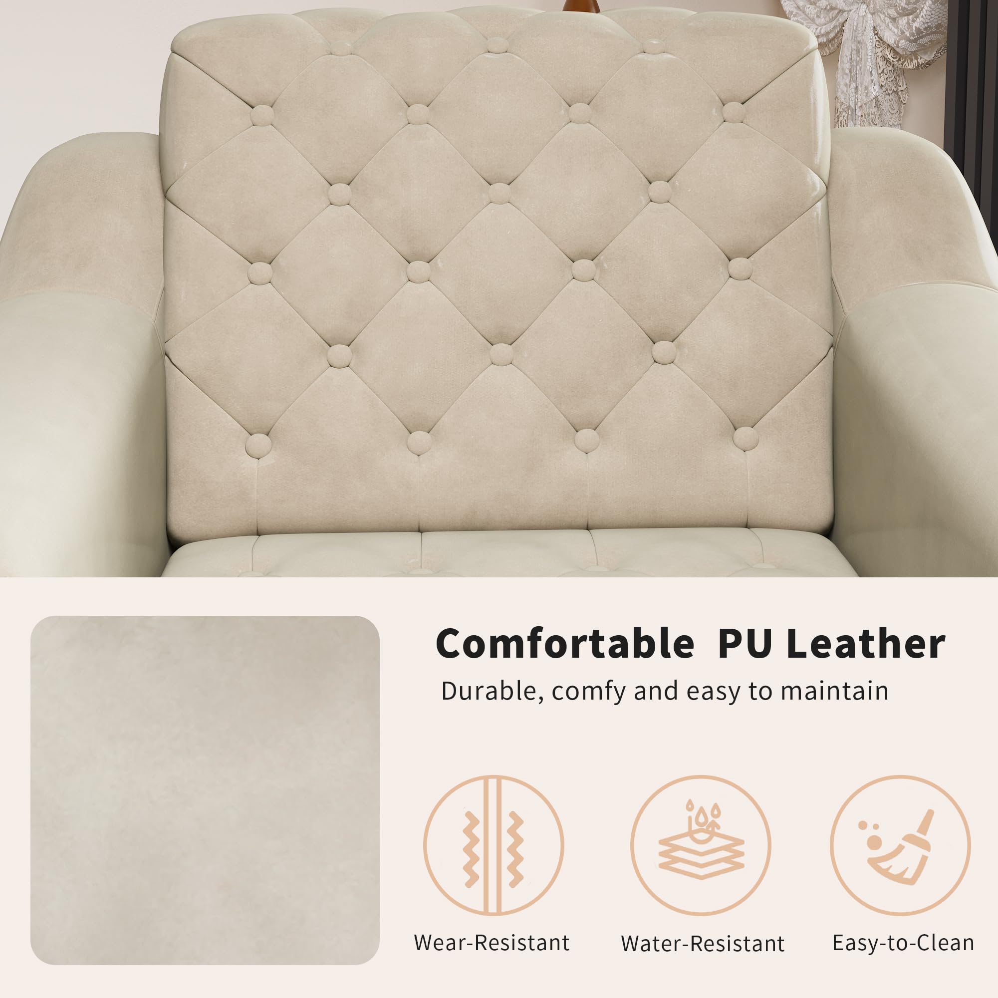 Ivory Accent Chair with PU Leather