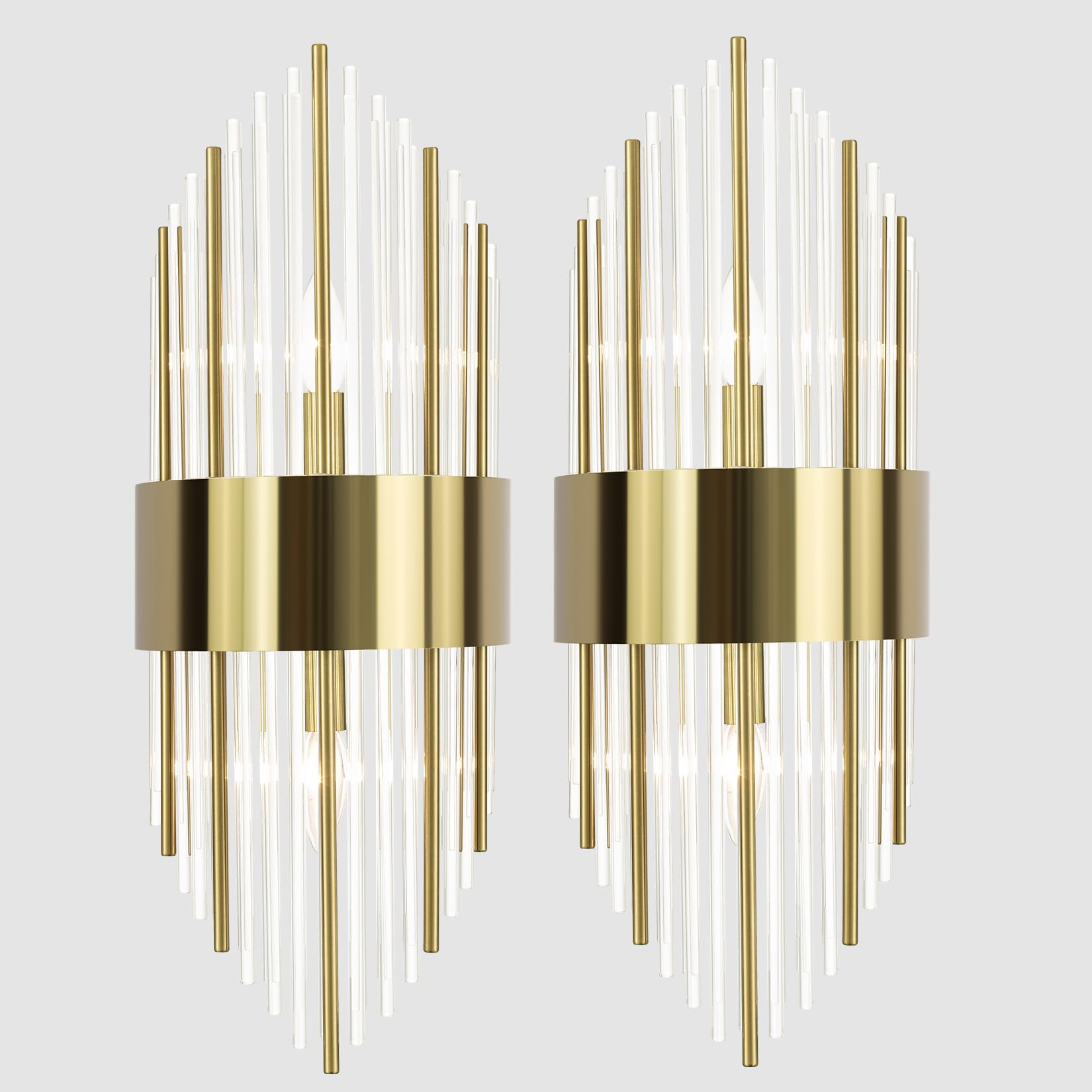 Modern Gold Crystal Wall Sconces Set of 2