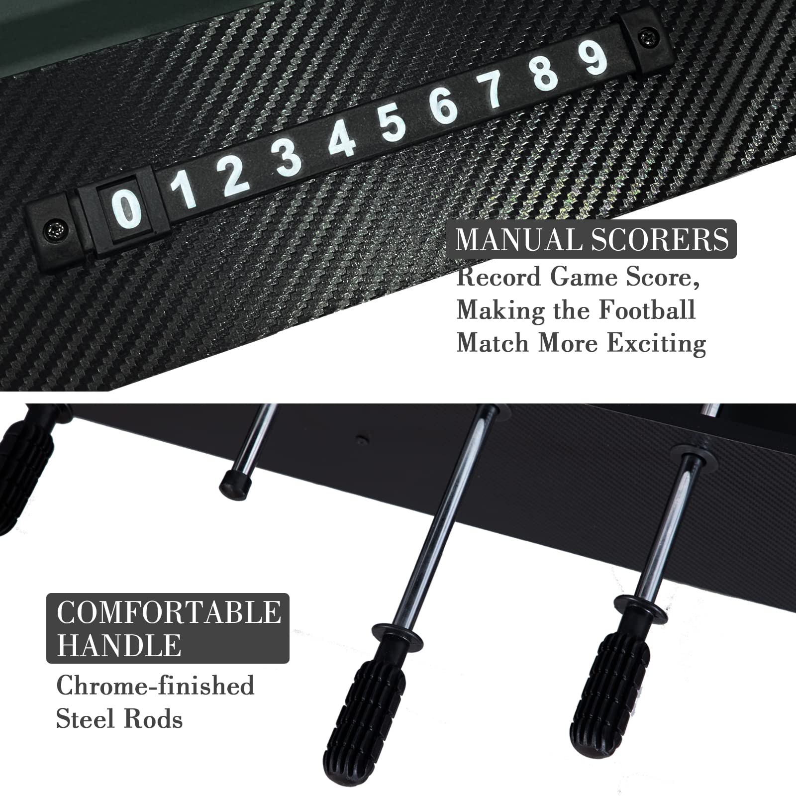 REAHOISY 48in Foosball Table, Competition Sized Soccer Table w/ 2 Balls, 2 Cup Holders 2x4ft for Kids, Adults, Suit for 4 Players, Football Table for Home, Game Room, Arcade (Black)