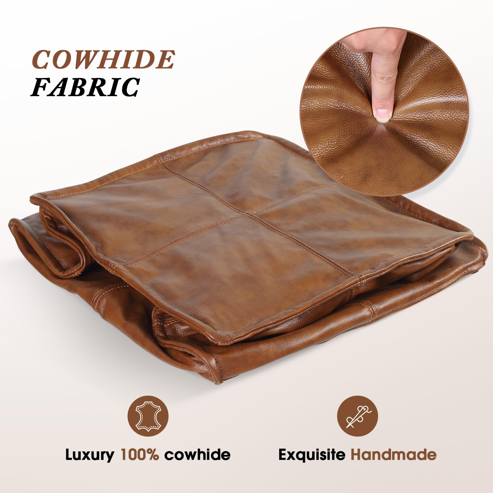 Genuine Leather Square Ottoman Pouf