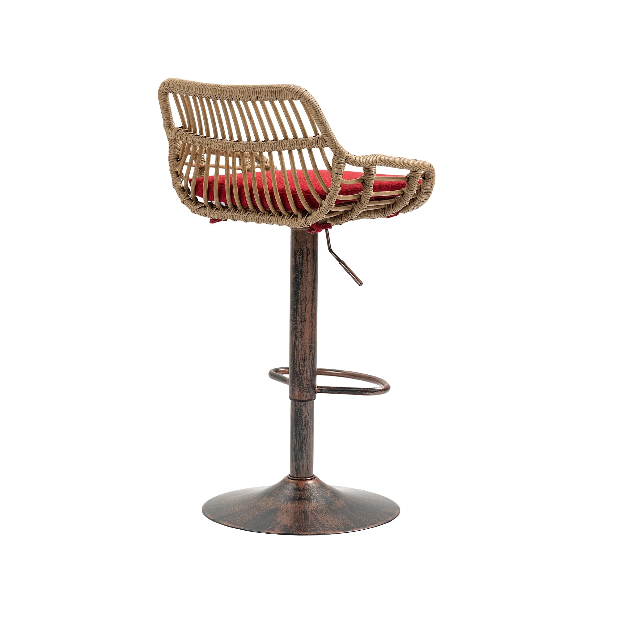 Swivel Counter Height Bar Stools Set of 2 - Adjustable Wicker with Cushion