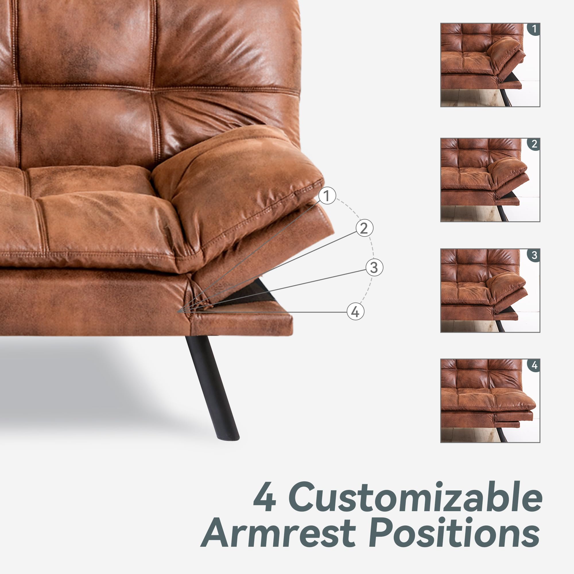 71" Futon Sofa Bed - Convertible Couch with Memory Foam