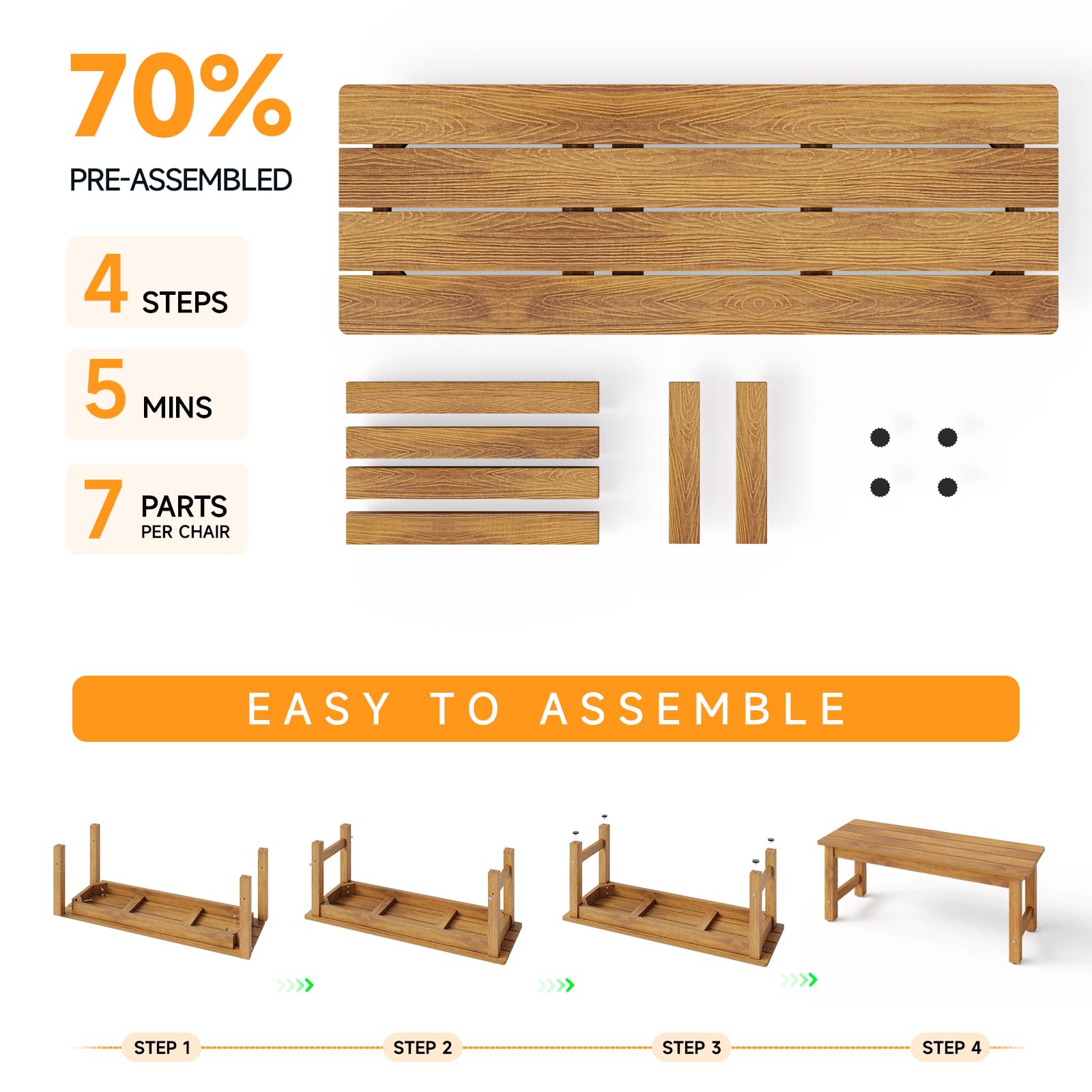 Weatherproof Outdoor Garden Bench 2-Person Poly Lumber