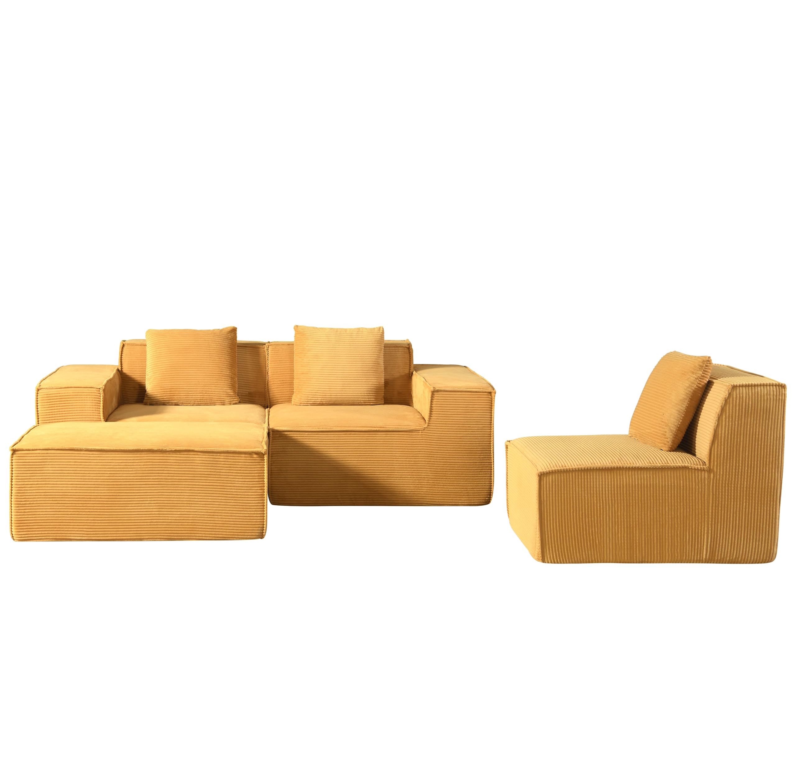 112" Modular L-Shaped Sectional Sofa with Ottoman