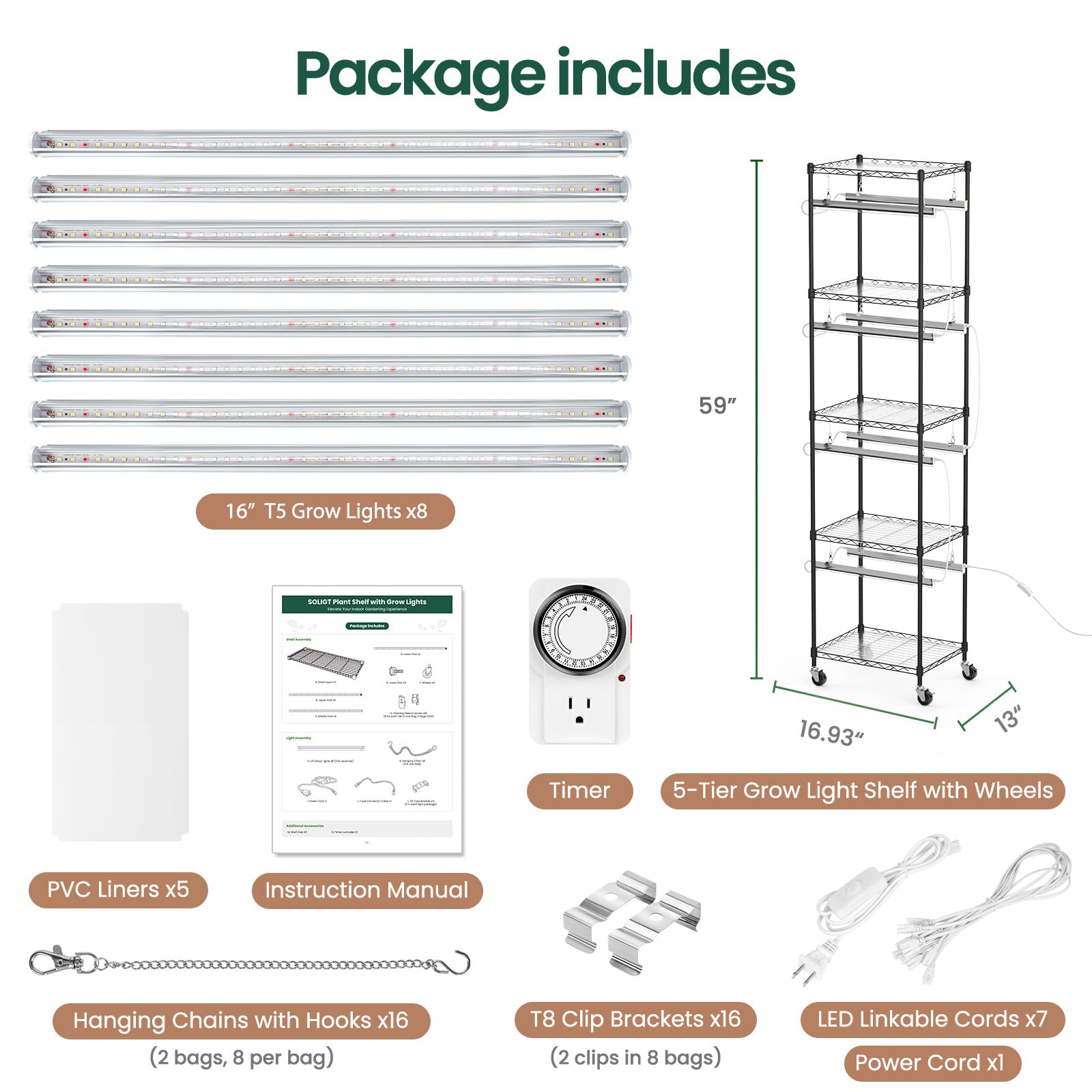 5-Tier Plant Shelf with Grow Lights