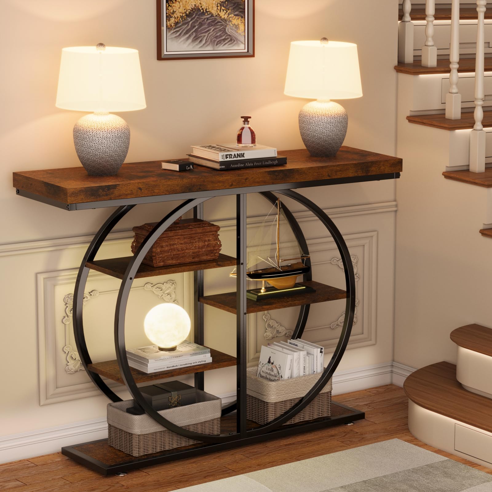 41.3" Industrial Console Table with Storage Shelves