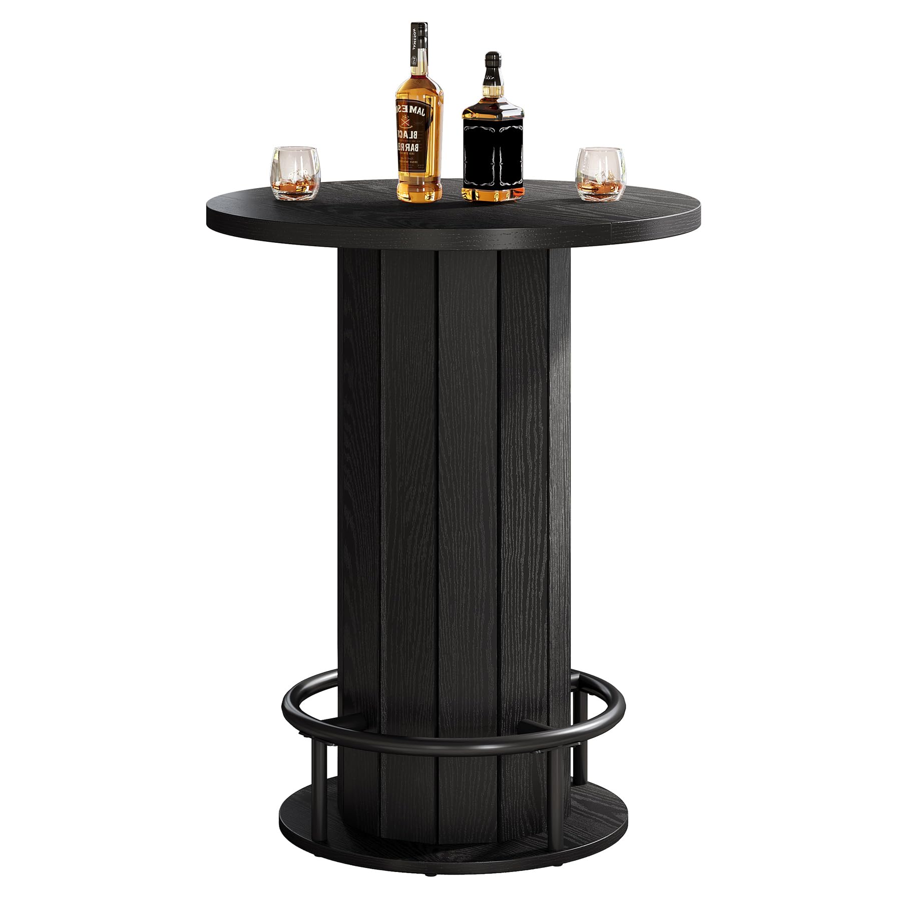 Round Bar Table with Metal Ring Footrest