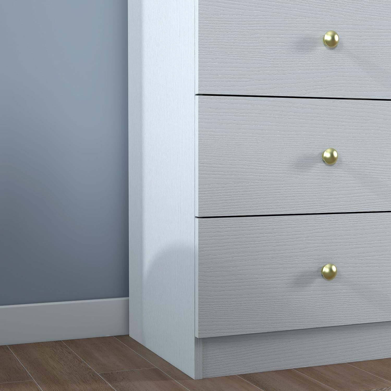 6 Drawer Vertical Dresser with Gold Handles