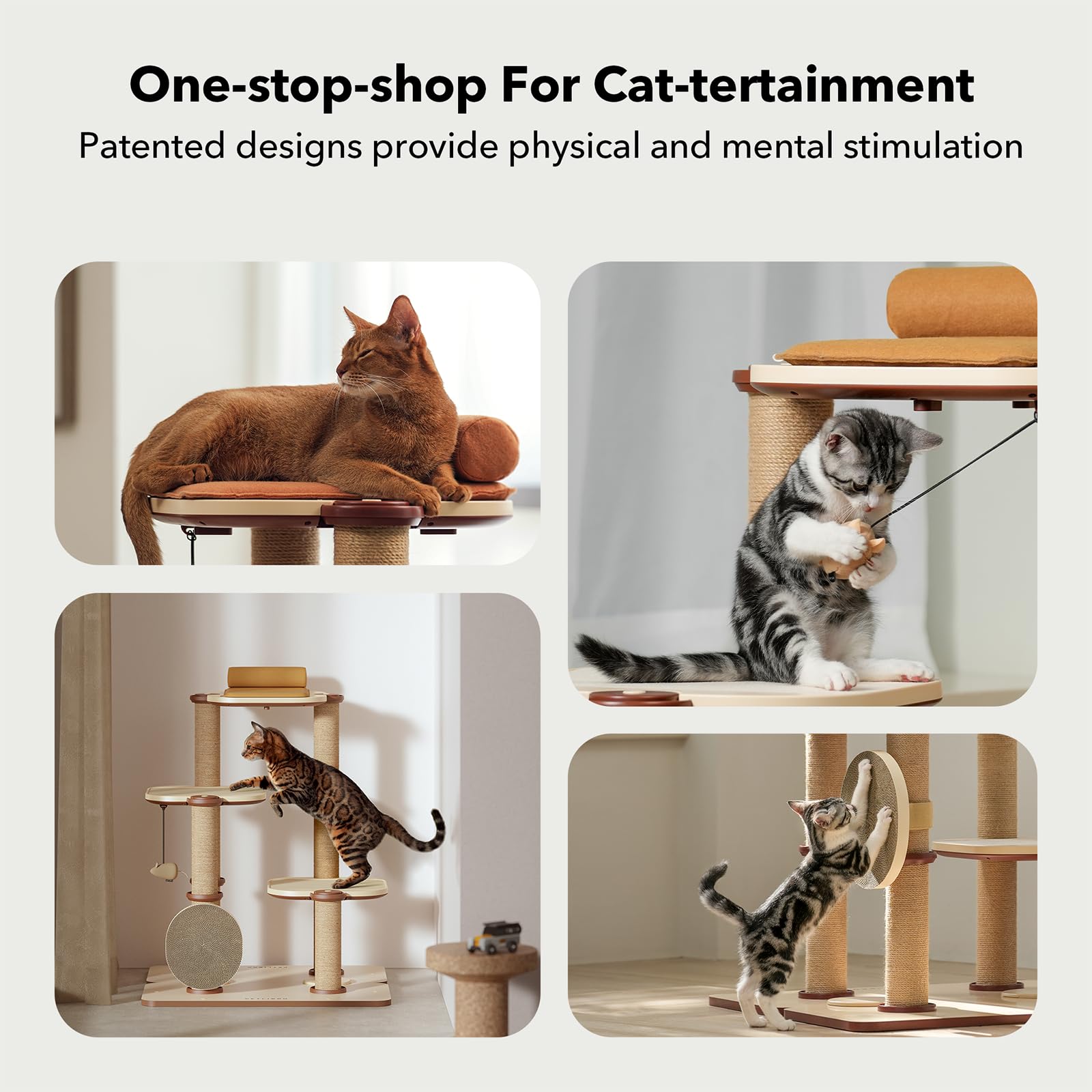 Modular Cat Tree Tower with Scratching Posts