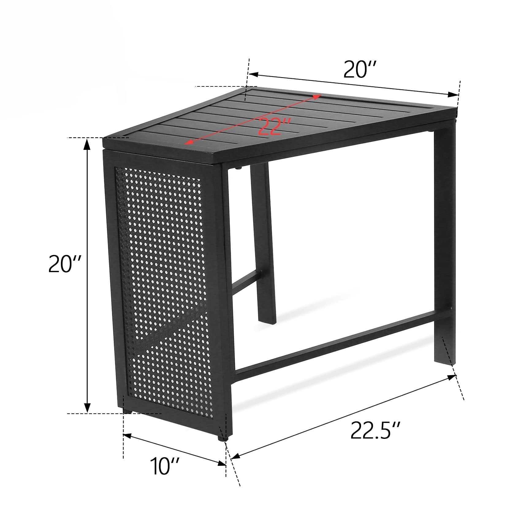 Ulax furniture Outdoor Side Table Patio Accent End Metal Slats Top Table