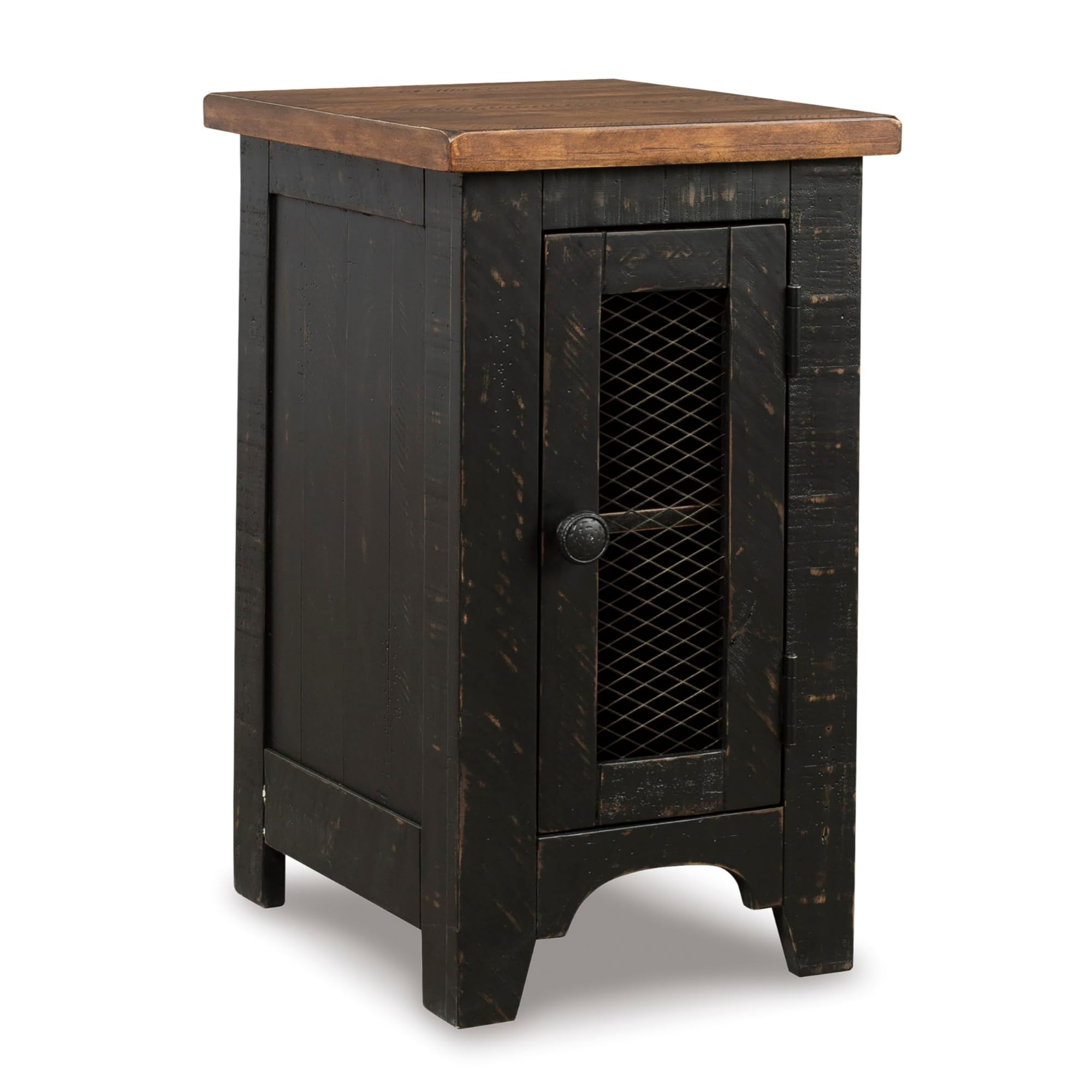 Valebeck Chair Side End Table with Cabinet Door