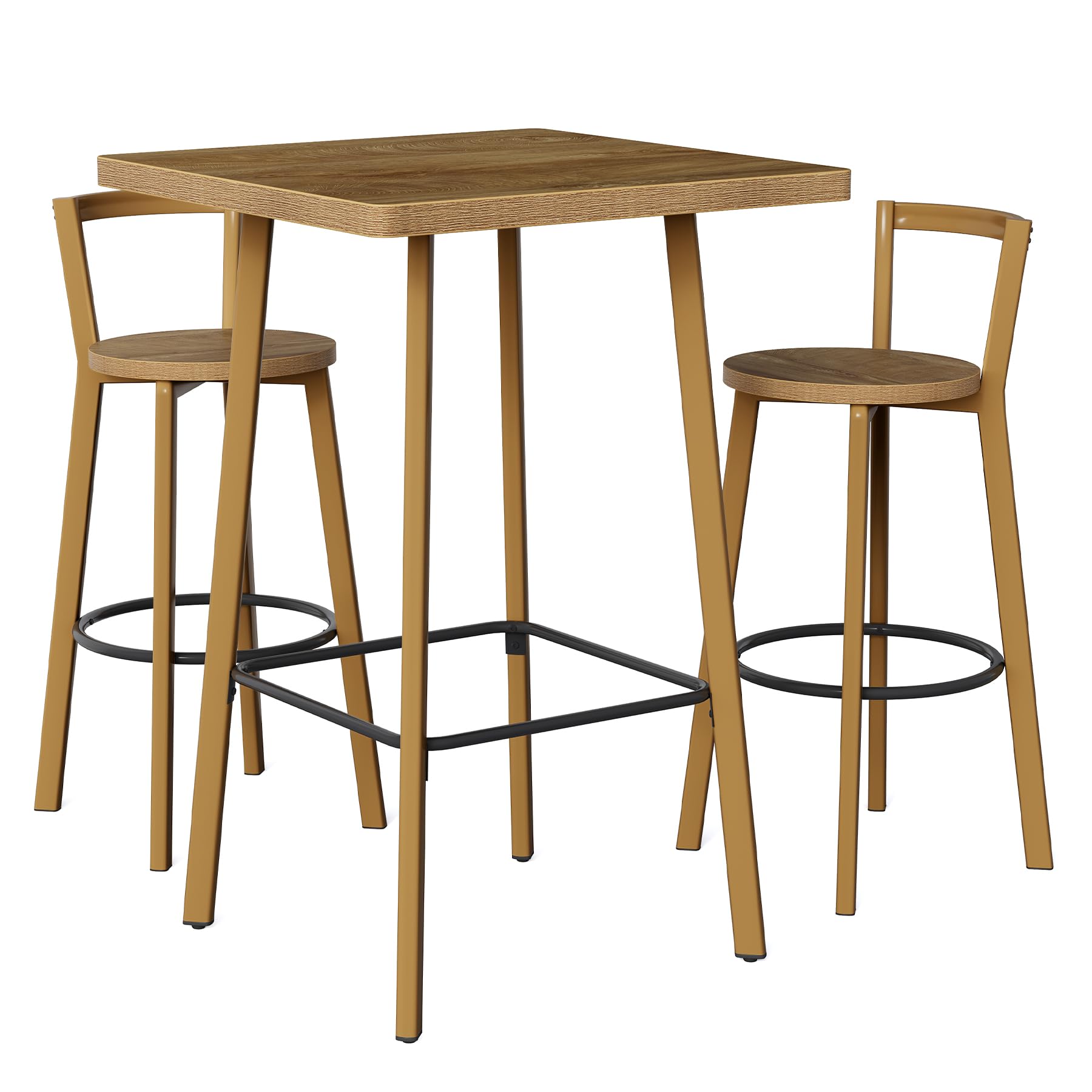 39.4" Square Bistro Pub Table Set with 2 Chairs