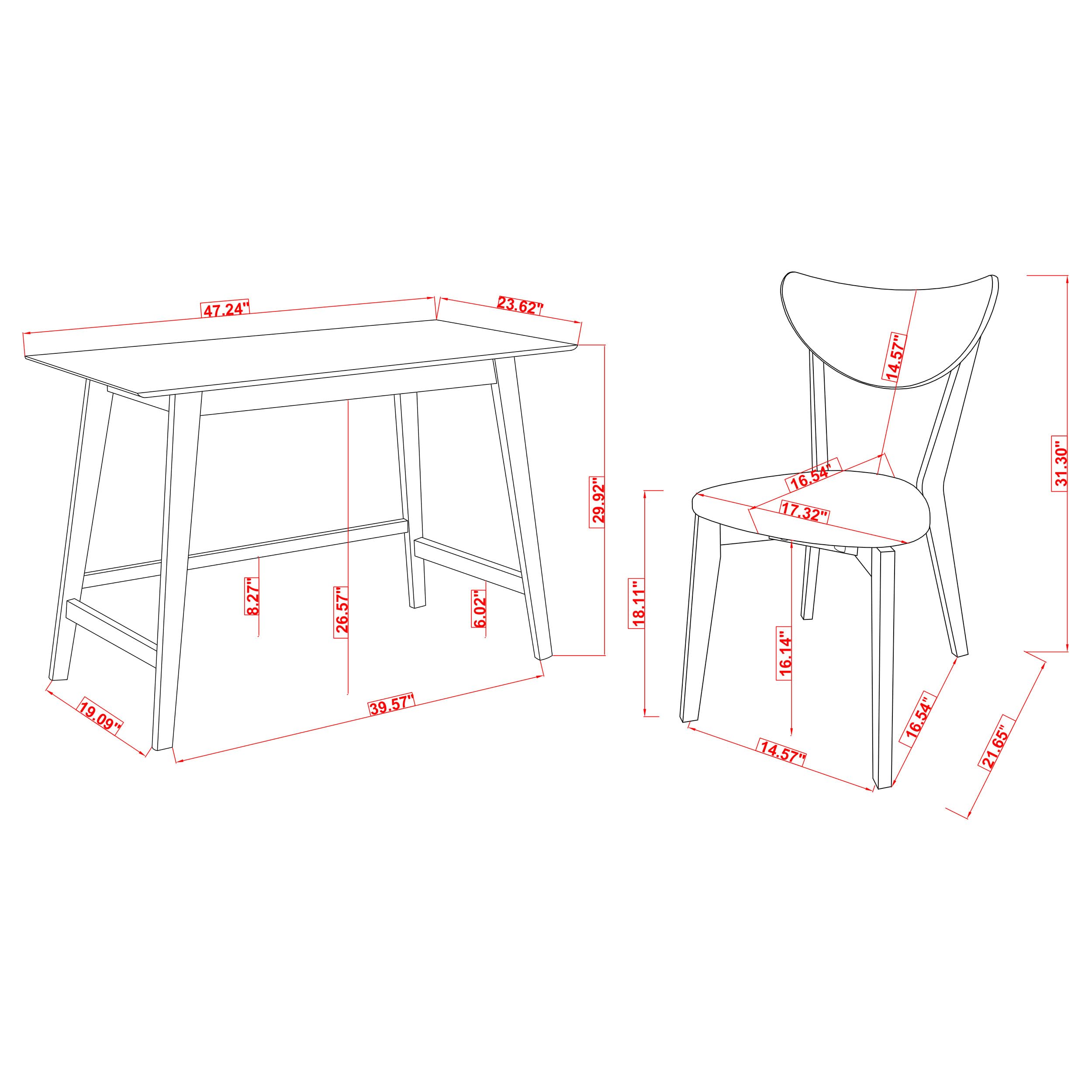 2-Piece Home Office Desk and Chair Set - Walnut