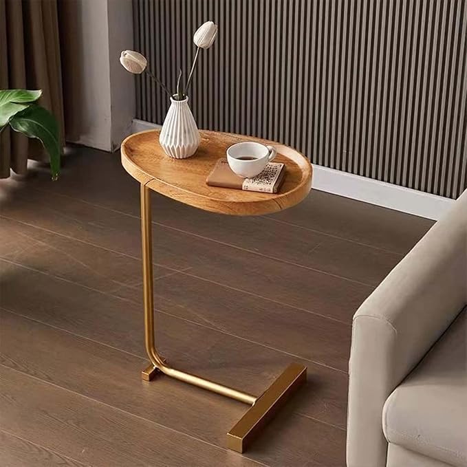 Small C-Shaped Side Table with Round Top